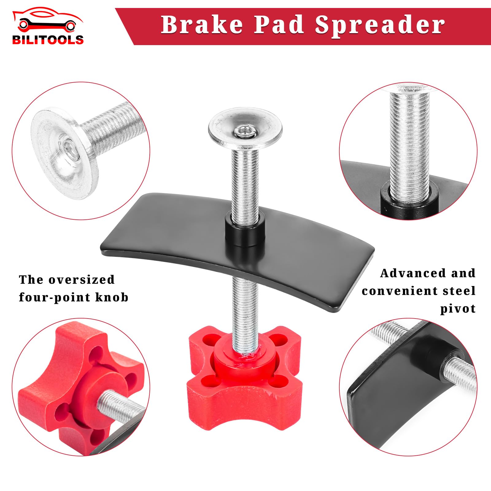 BILITOOLS Brake Pad Spreader - Professional Disc Brake Caliper Compression Tool & Piston Compressor for Car, Truck & Motorcycle Maintenance - Perfect for DIY Auto Repair & Mechanic Shops
