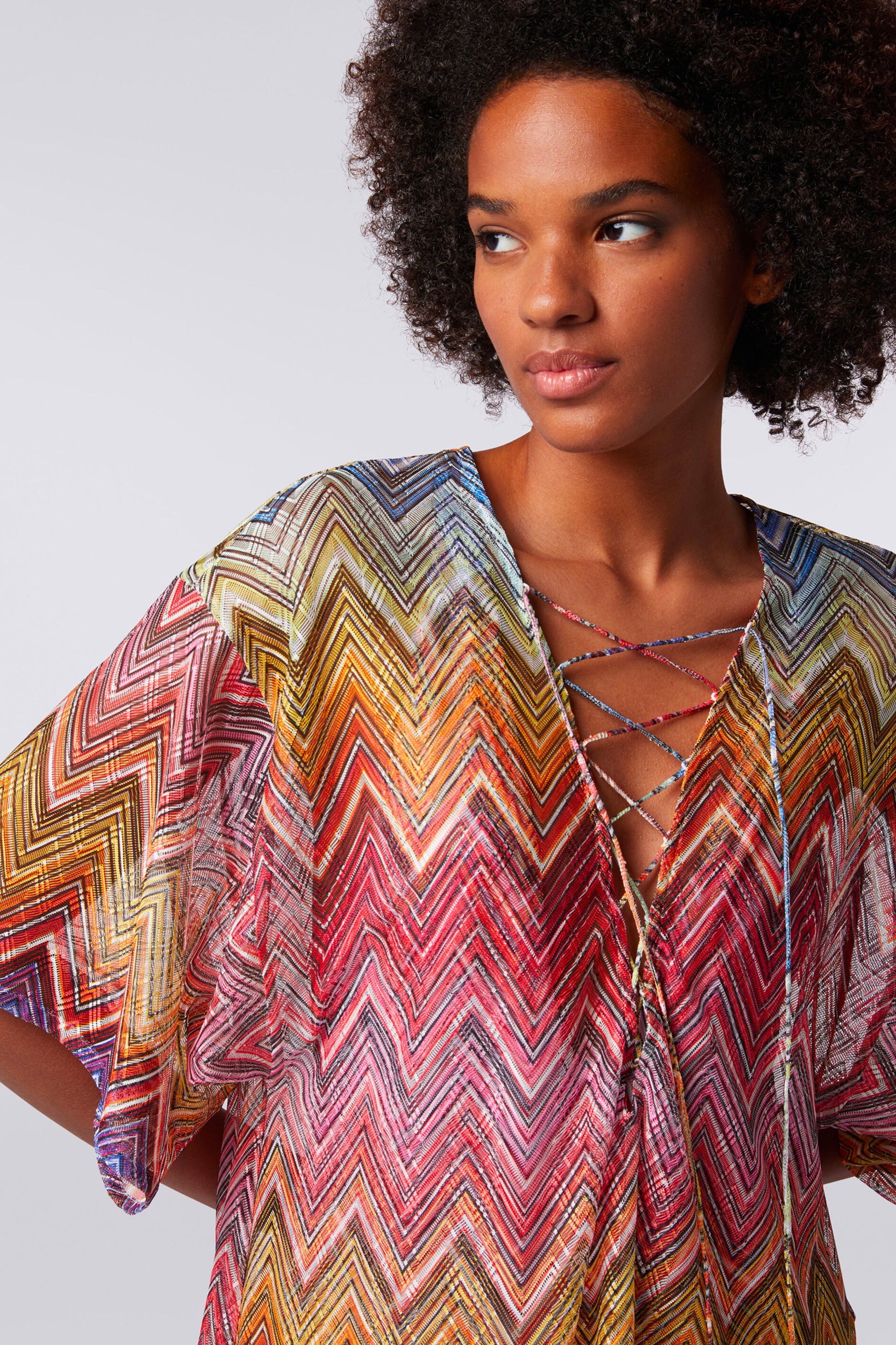Stylish Short Zigzag Print Kaftan Dress for Women - Boho Chic Summer Beach Cover Up, Pool Party, Vacation Outfit