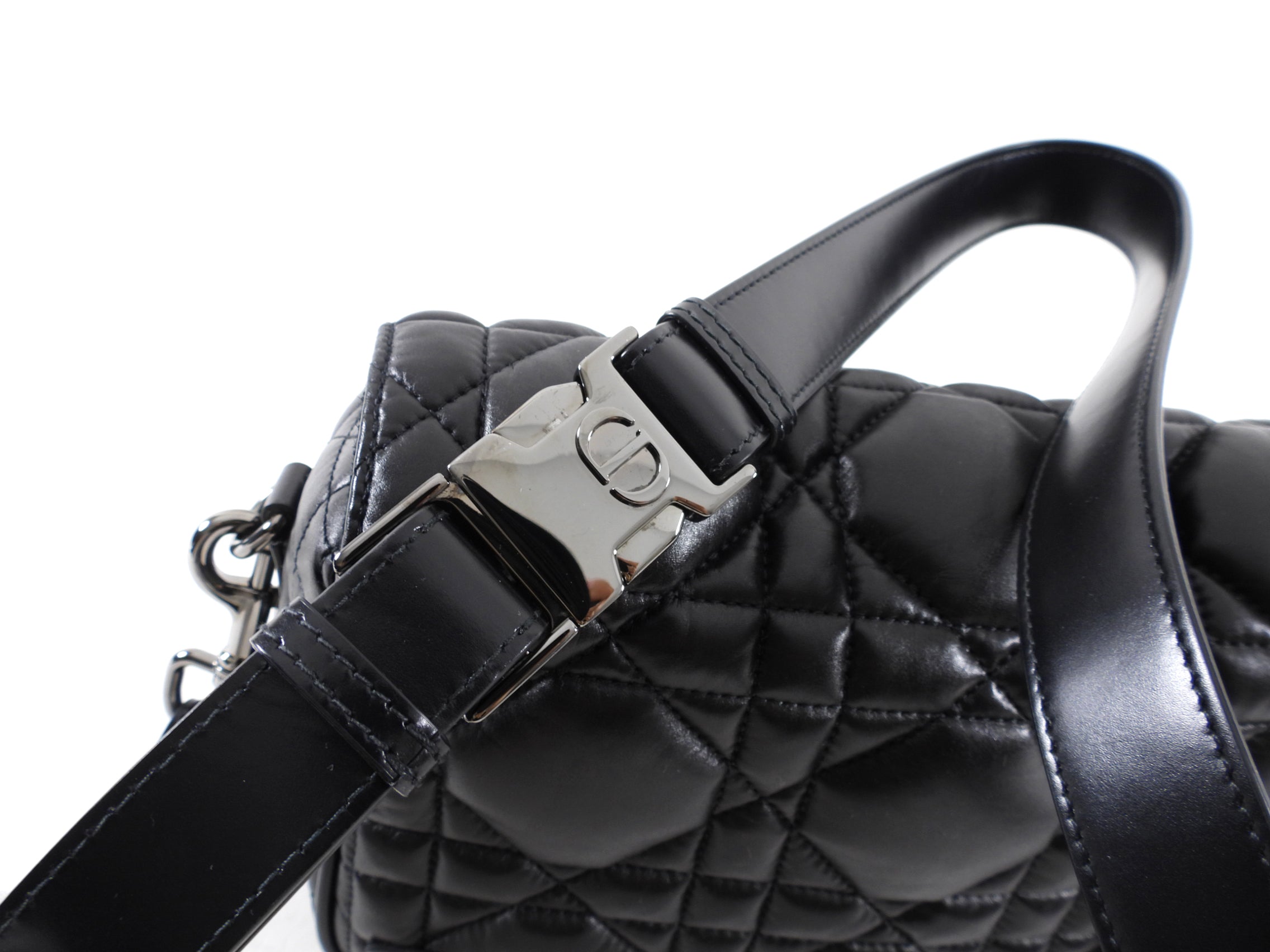 Christian Dior Black Leather Cannage Diorcamp Messenger Crossbody Bag for Women - Luxury Designer Shoulder Bag for Work, Travel & Everyday Use