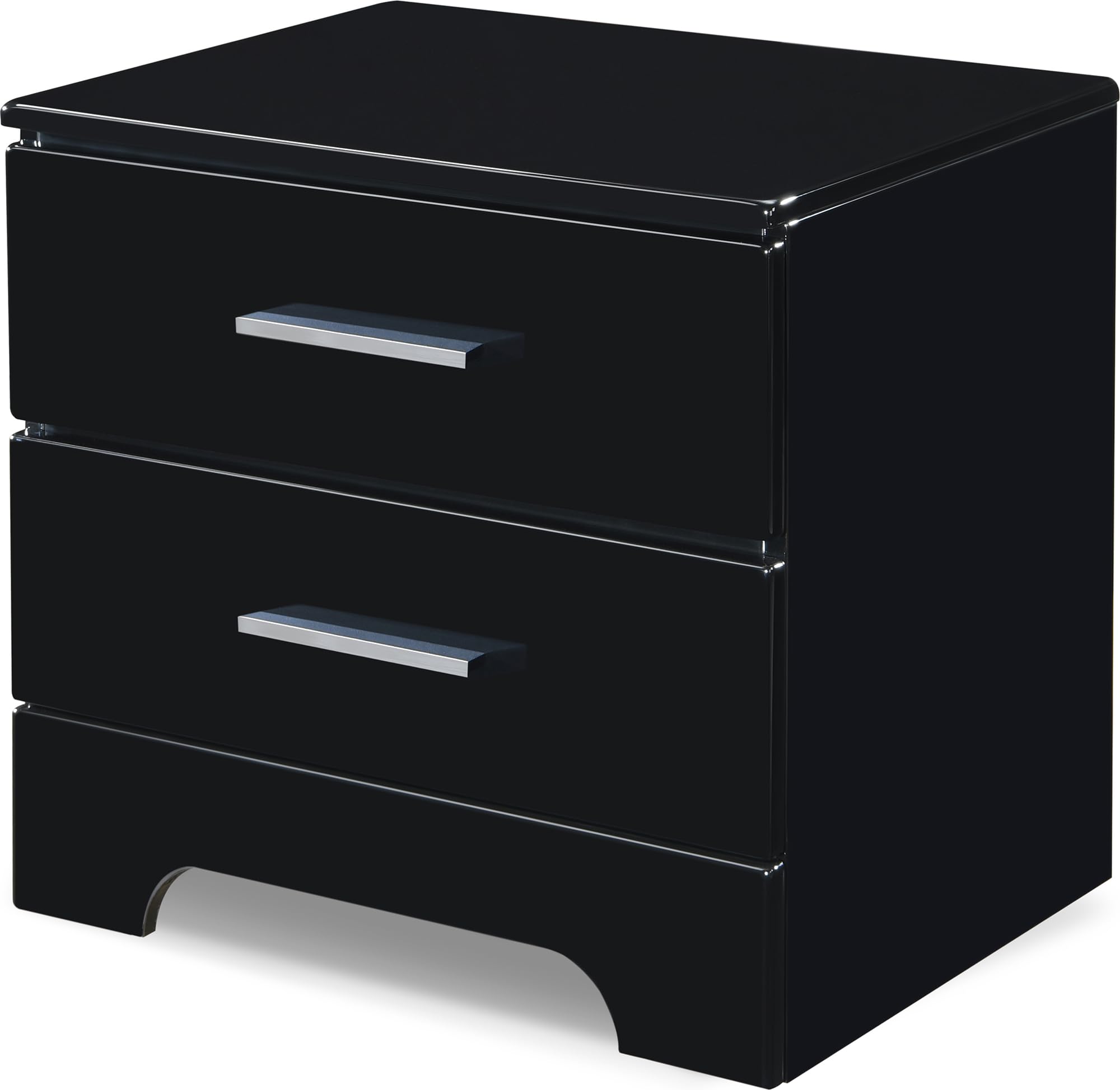ClickDecor Hudson End Side Nightstand with 2 Drawers - Wooden Nightstand Table for Bedroom with Matte Chrome Handle - Black - Perfect for Small Spaces, Apartment Living & Guest Rooms