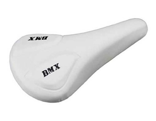 Premium Lowrider Vinyl Saddle BMX 706 White Bike Seat - Comfortable Bicycle Saddle for BMX, Freestyle, Fixie, Road & Beach Cruiser Bikes | Durable Bike Part for Urban Commuting & Leisure Cycling