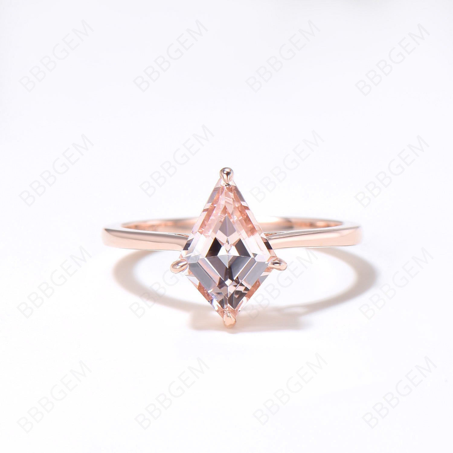 Rose Gold Peach Morganite Engagement Ring Set - Unique Kite Cut Natural Morganite & Moissanite Bridal Ring for Women | Perfect for Proposals, Weddings & Anniversary Gifts