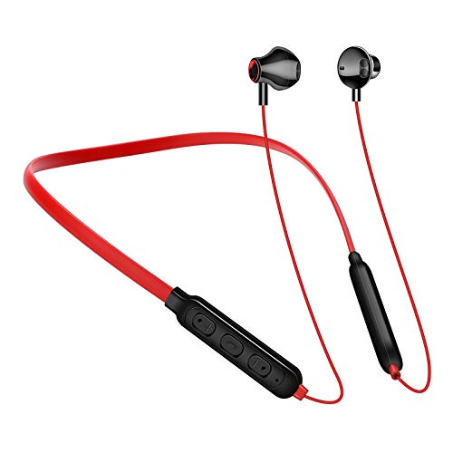 Wireless Bluetooth Headphones for Running & Sports - Stereo Neckband Headset with Secure Fit, Sweatproof & Long Battery Life - Perfect for Gym, Jogging, Cycling (Red)