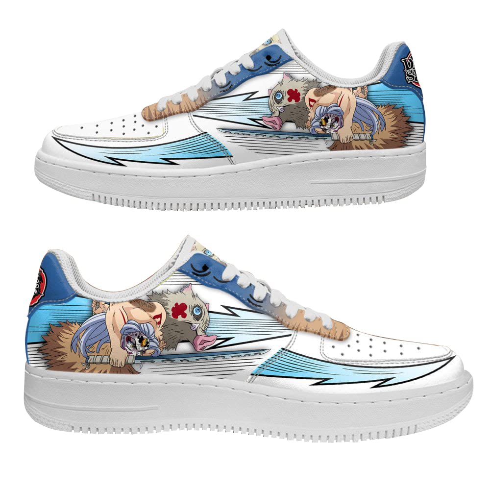 Custom Anime Demon Slayer Tanjiro & Zenitsu Printed Low-Top Basketball Shoes - Japan Manga Cosplay Sneakers for Men & Women - Perfect for Running, Gifts & Outdoor Activities