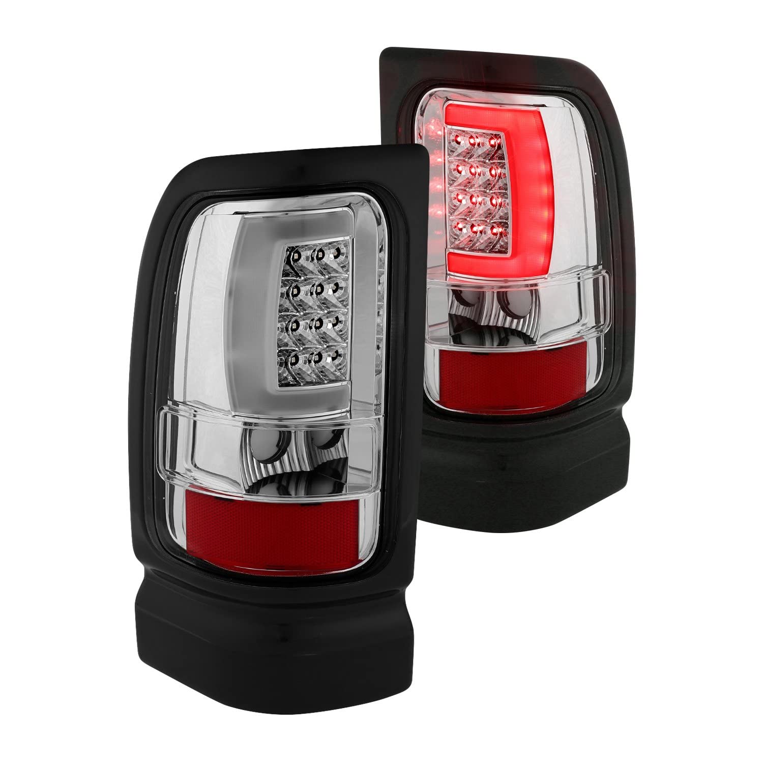 ANZO 311341 Chrome Plank Style Fiber Optic LED Tail Lights - Compatible with [Vehicle Model] - Durable & Bright LED Brake Lights - Perfect for Night Driving & Car Customization