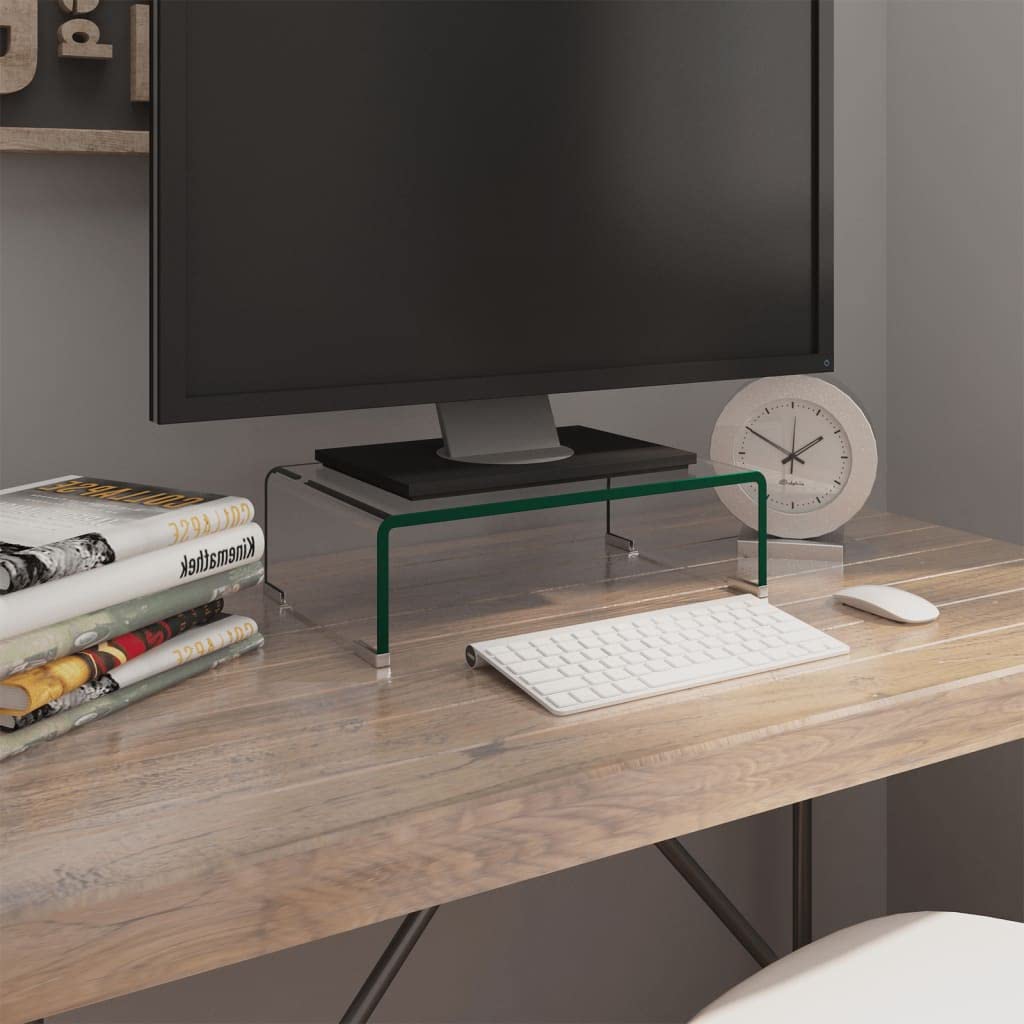 Modern Glass TV Stand with Storage - 15.7