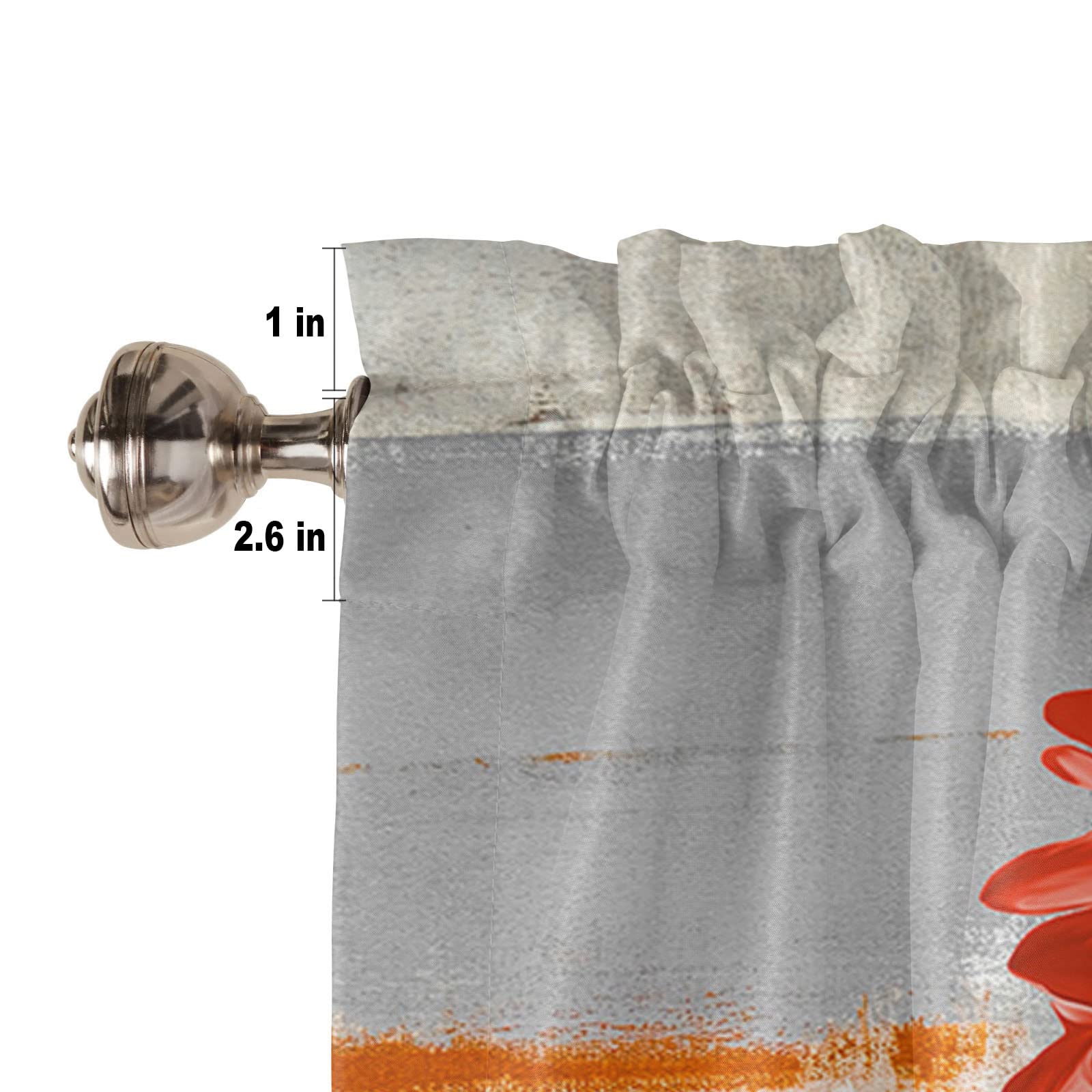 Abstract Graffiti Valance Curtain - Red Flower for Living Room & Kitchen Decor