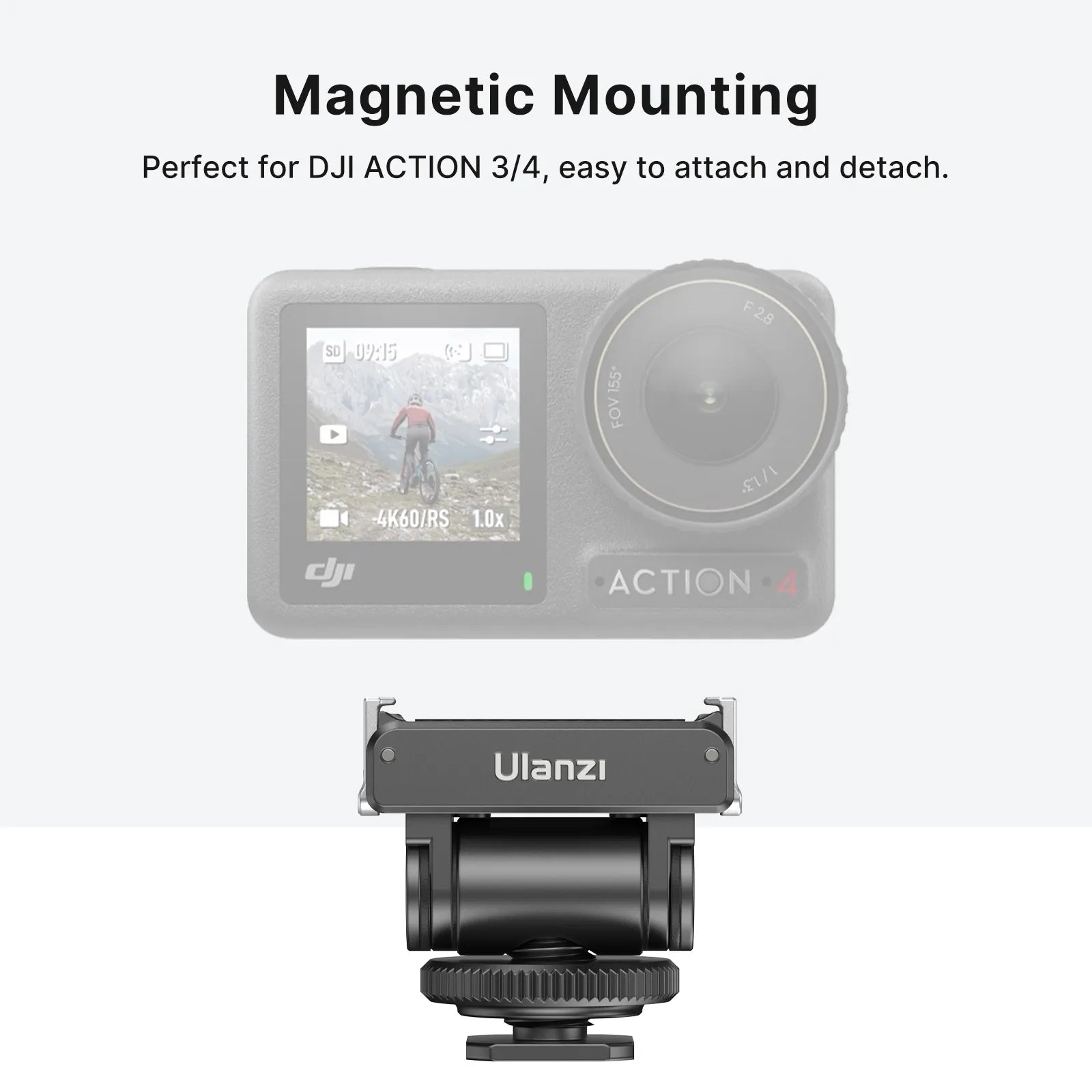 Ulanzi CA22 Cold Shoe Mount Adapter Compatible with DJI Osmo Action 4/3 & Pocket 3 (Model C071GBB1) - Perfect for Vlogging, Photography & Action Camera Accessories