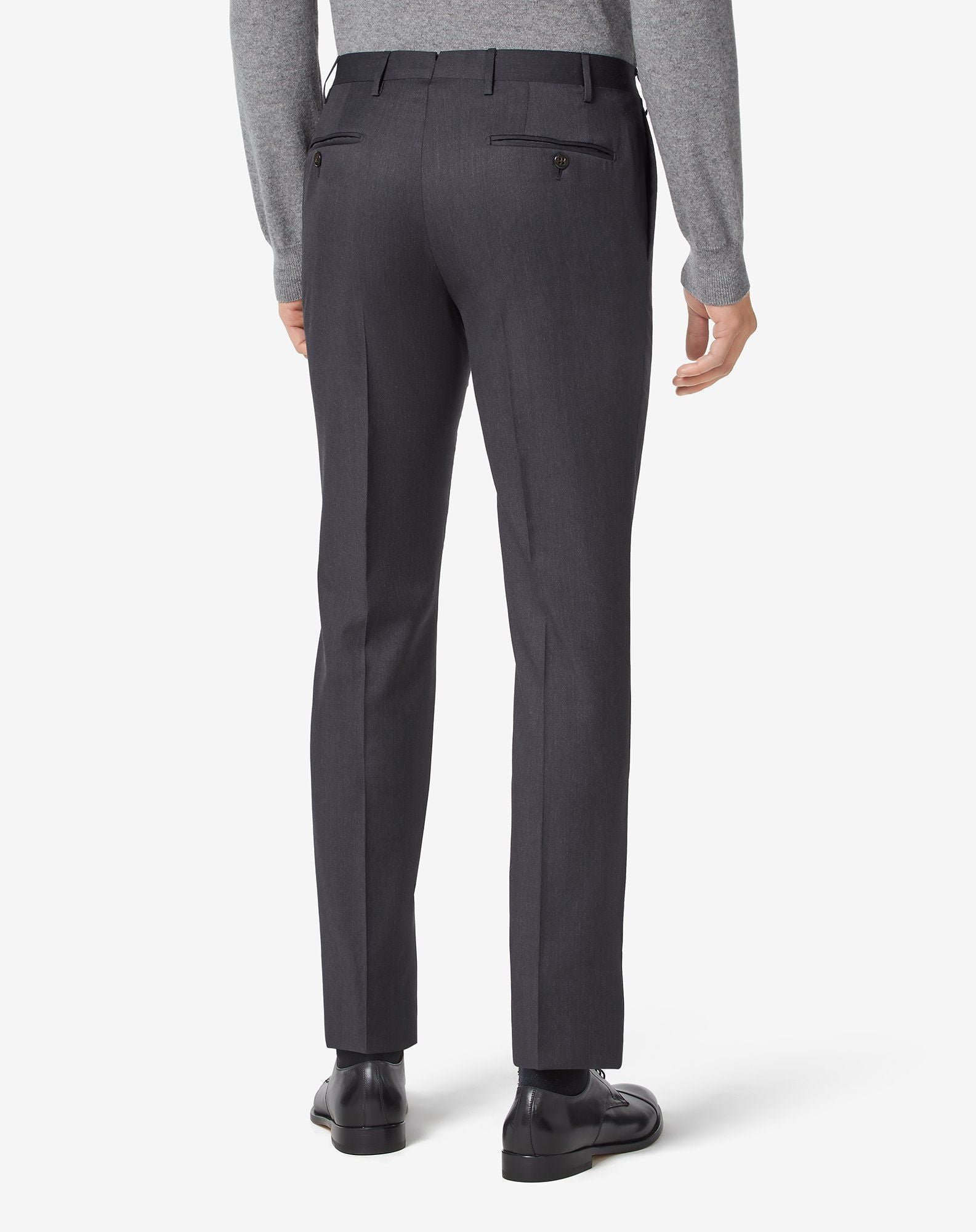 Corneliani Men's Regular Fit Charcoal Dress Pants - Classic Business & Formal Trousers for Office Wear & Special Occasions