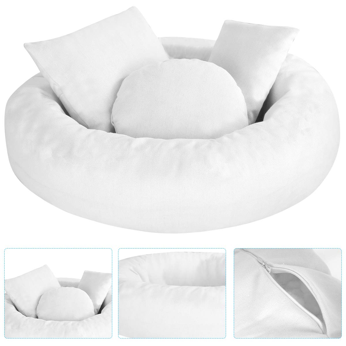 Petyoung Newborn Photography Pillow Set - Donut Pillow & 3 Posing Pillows for Baby Boys & Girls | Perfect for Newborn Photo Shoots, Baby Shower Gifts & Nursery Decor