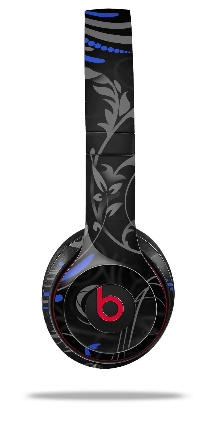 Beats Solo 4/3/2 Wireless Headphone Skin Cover - Twisted Garden Gray & Blue Vinyl Decal Wrap | Compatible with Beats Solo Series | Protective Sticker for Gym, Travel, Daily Use (Headphones Not Included)