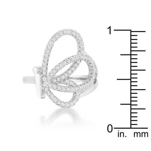 0.4ct CZ Rhodium-Plated Butterfly Pave Ring for Women - Elegant Cubic Zirconia Jewelry Gift for Anniversary, Birthday & Special Occasions
