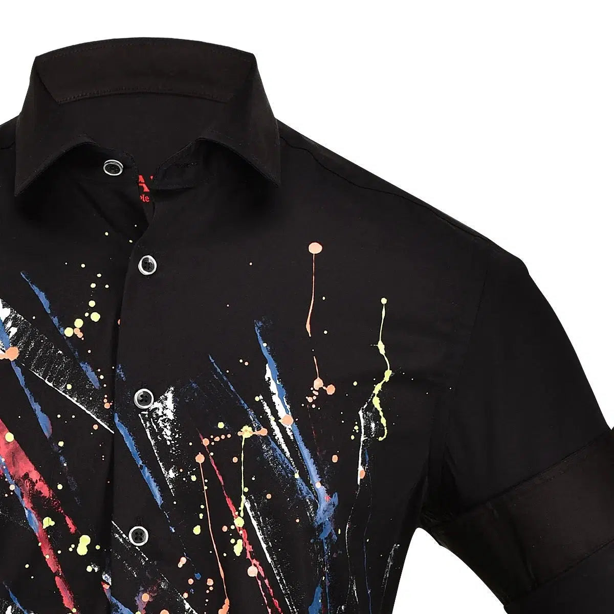 CM0W583 Cuadra Black Casual Fashion Hand Painted Men's Shirt - Stylish Everyday Wear for Work & Social Events