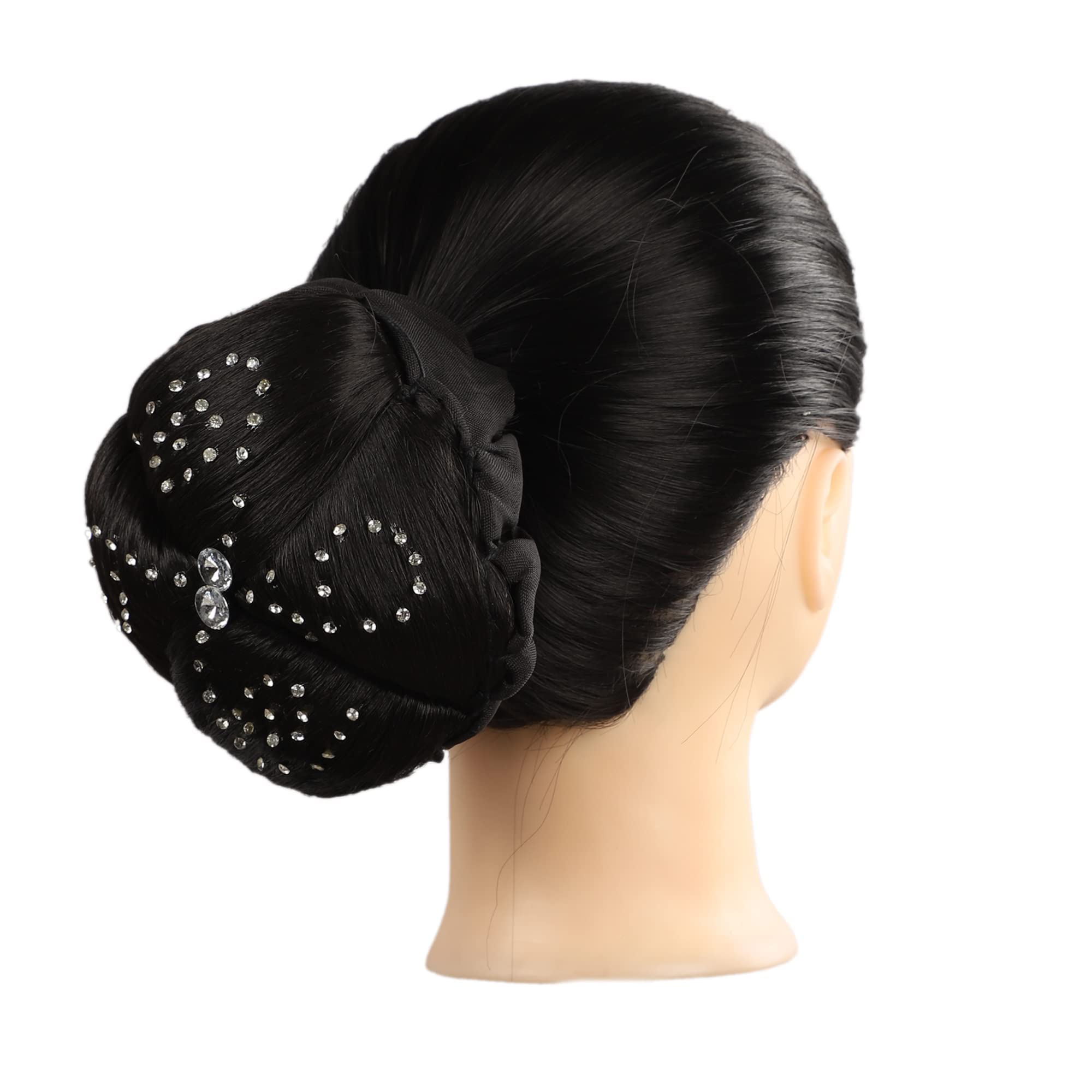 Neaama Stone Juda Hair Bun for Women - Black Hair Styling Accessory for Parties & Weddings