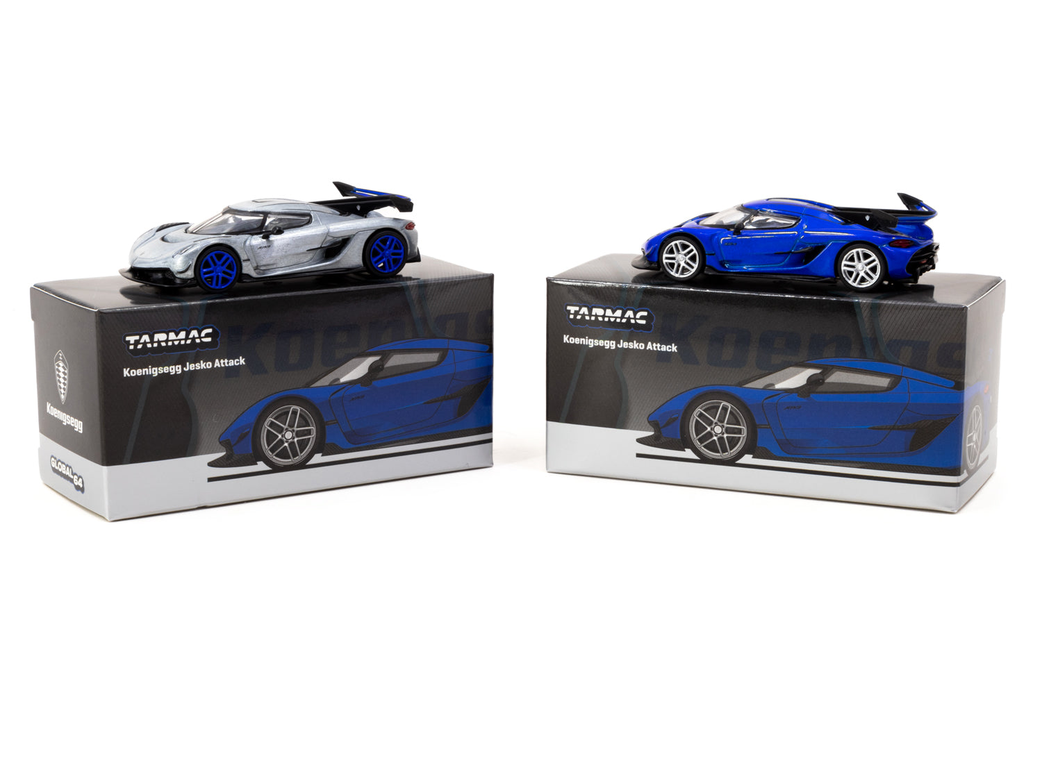 Tarmac Works 1/64 Scale Koenigsegg Jesko Attack Blue Diecast Model Car - Collectible Toy for Display & Racing Scenes