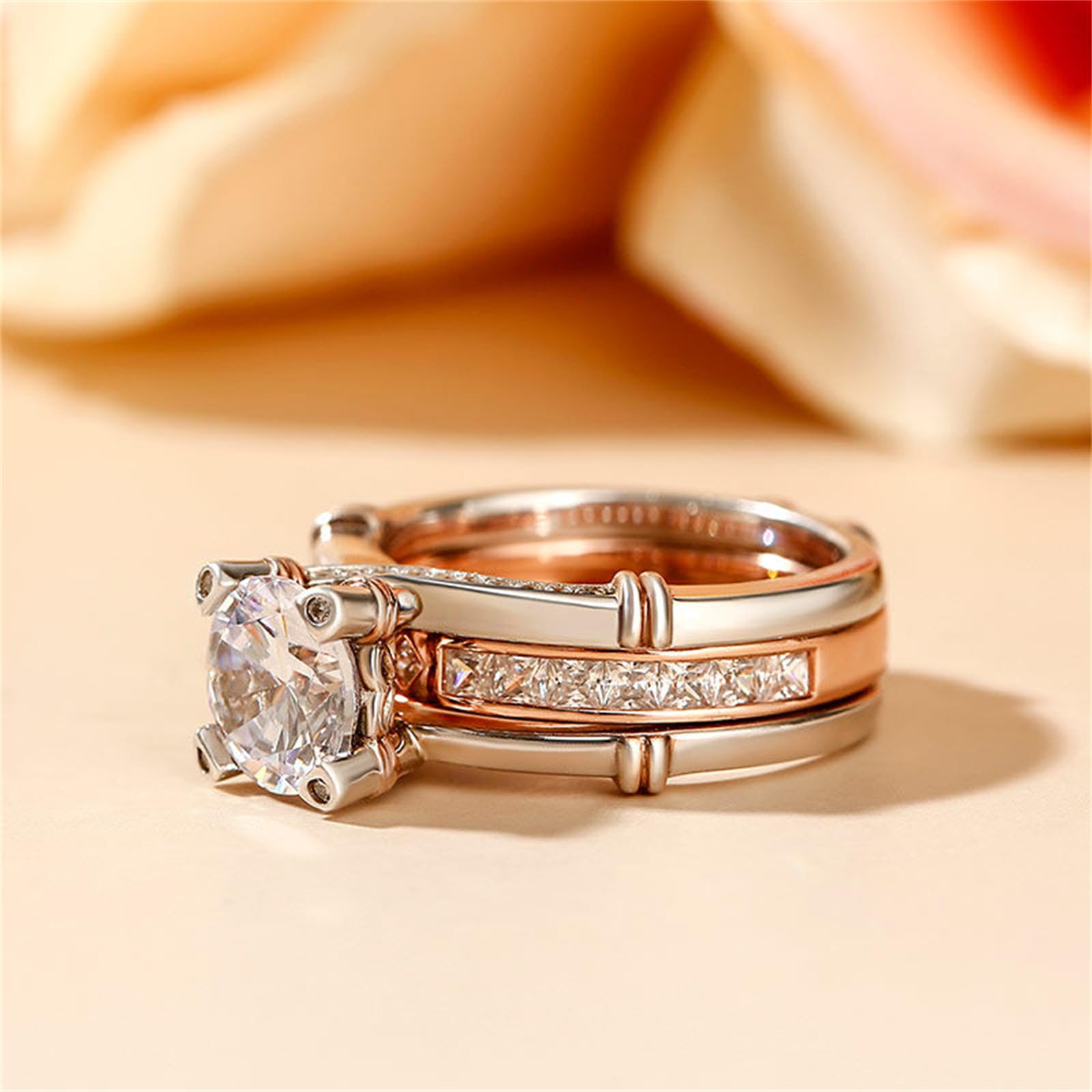 Jeulia Diamond Band Rings for Women - Sterling Silver CZ Interchangeable Ring Sets | Wedding, Engagement, Anniversary, Promise Ring, Bridal Jewelry Gifts | Perfect for Proposals, Bridal Showers, and Romantic Occasions