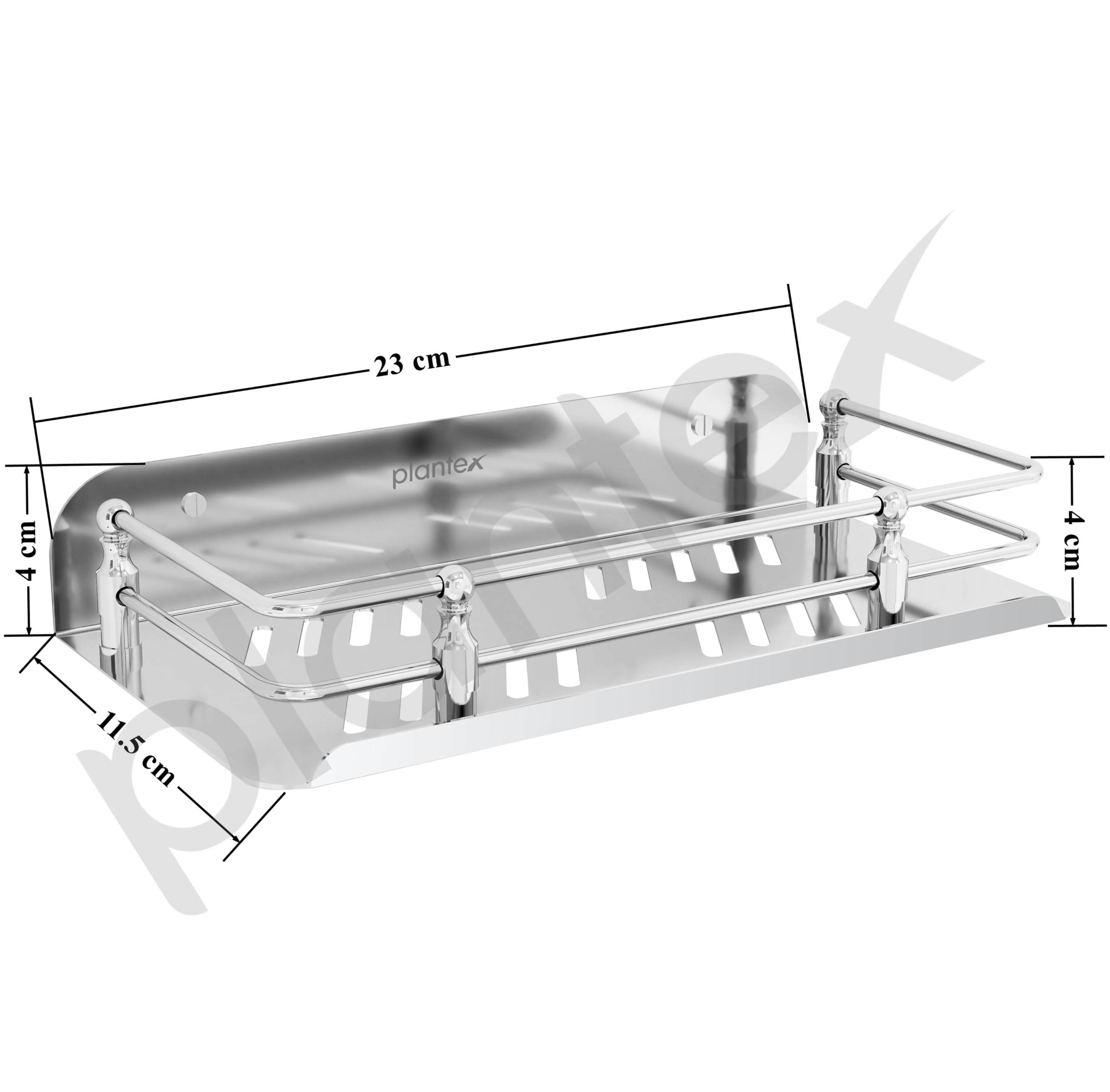 Stainless Steel Wall Mounted Bathroom Shelf with Railings - 9 Inch Chrome Bathroom Storage Organizer for Shower, Toiletries & Accessories - Space Saving Bathroom Decor for Small Spaces