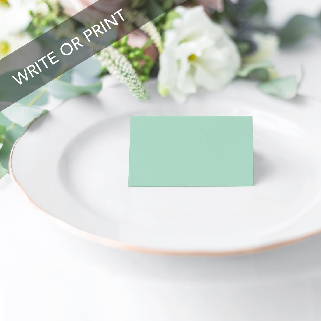 Printable Mint Green Table Tent Place Cards - 20-Pack for Wedding, Baby Shower & Graduation Events | Elegant Seat Placement Name Cards for Table Settings, Food Displays & Special Occasions
