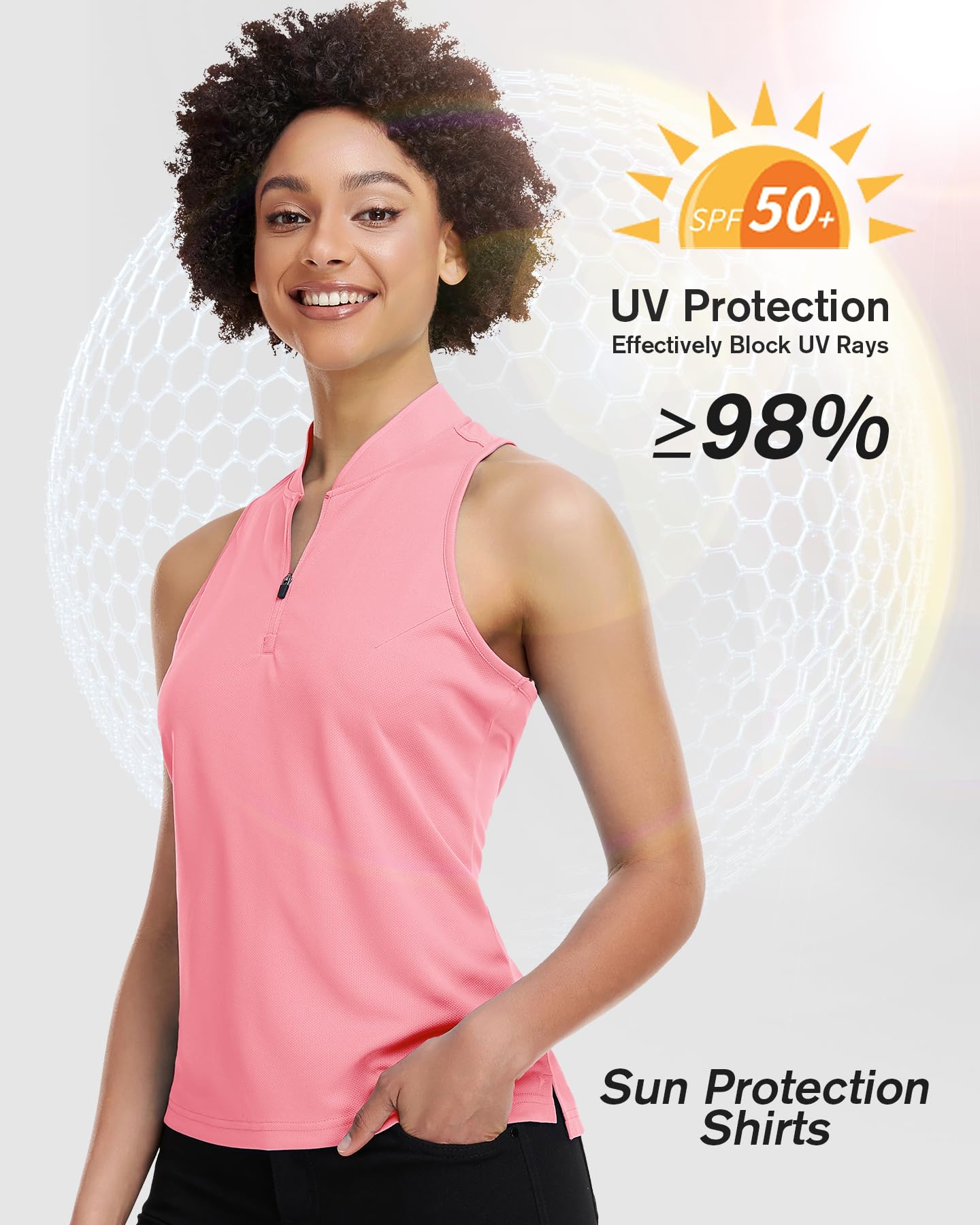 **Women's Sleeveless Golf Shirt - V Neck Racerback Polo Top - Moisture Wicking & Quick Dry Tennis T-Shirt for Ladies - Perfect for Golf, Tennis & Outdoor Sports**