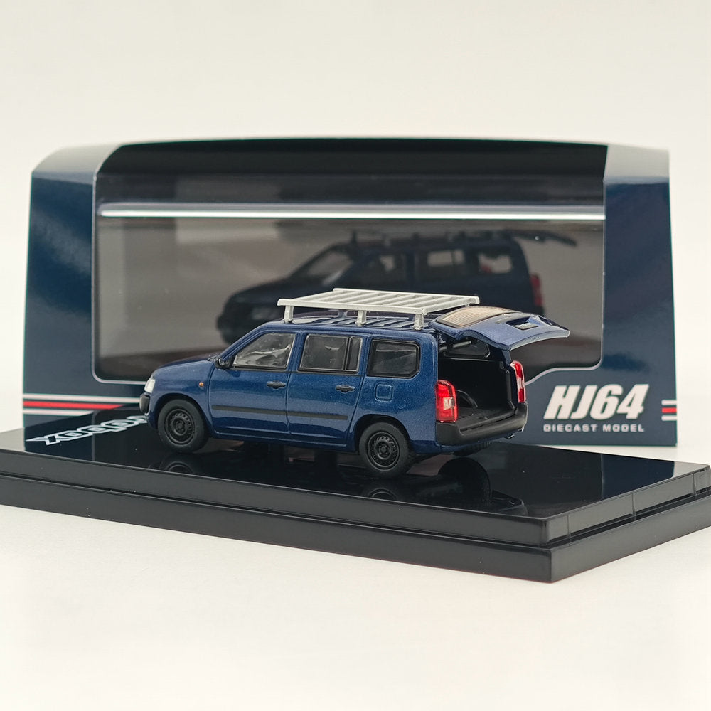 1/64 Scale Hobby Japan Toyota Probox Customized Version with Roof Carrier - Blue HJ642062BL - Perfect for Diecast Collectors and Car Enthusiasts