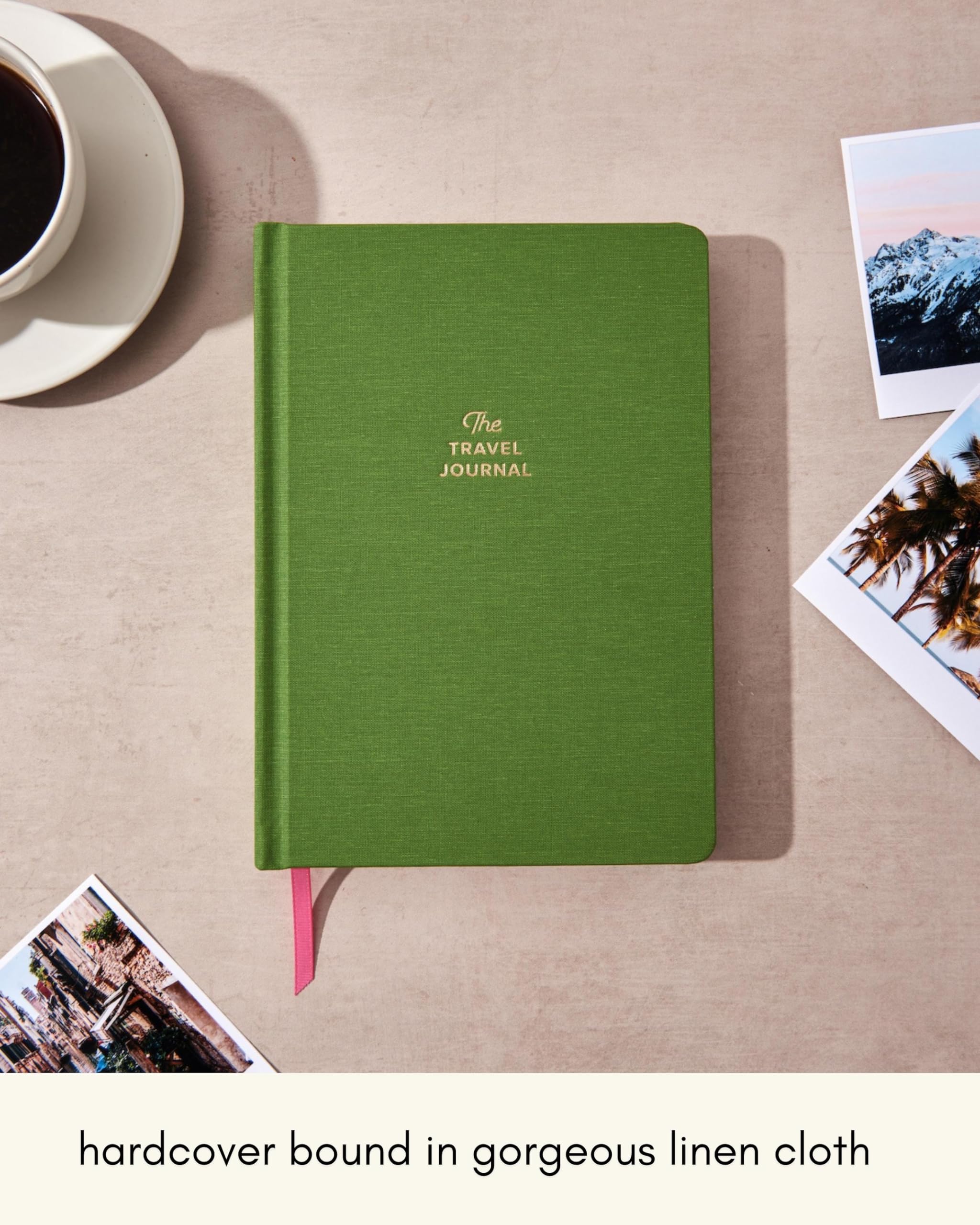 Kunitsa Co. Guided Travel Journal Notebook - Vacation Planner & Trip Diary for Travelers | Reflective Travel Keepsake Gift in Basil Green | Perfect for Road Trips, Honeymoons & Adventure Travel
