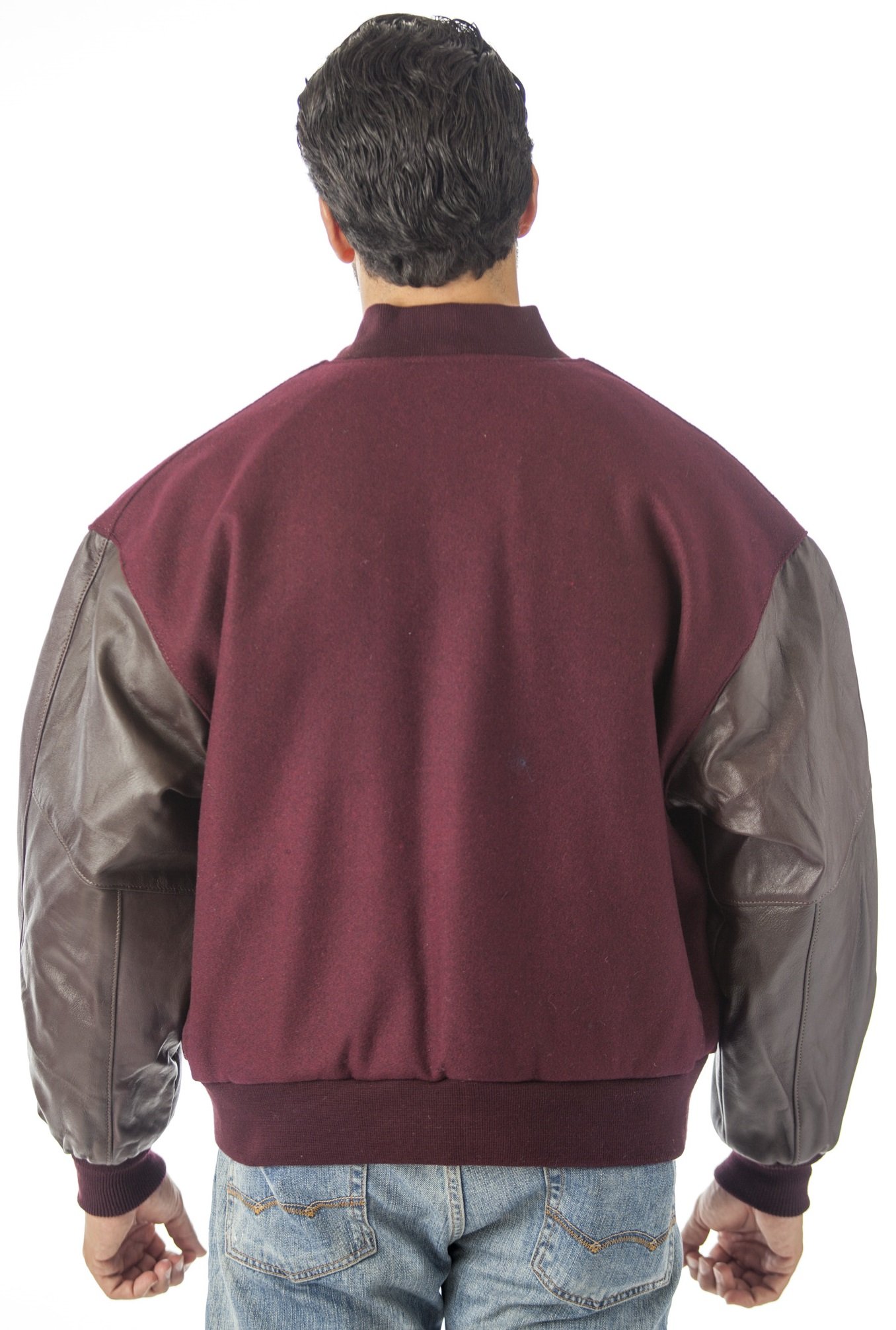 REED Men's Premium Varsity Leather & Wool Jacket - Made in USA - Stylish Casual & College Wear for Fall & Winter Seasons