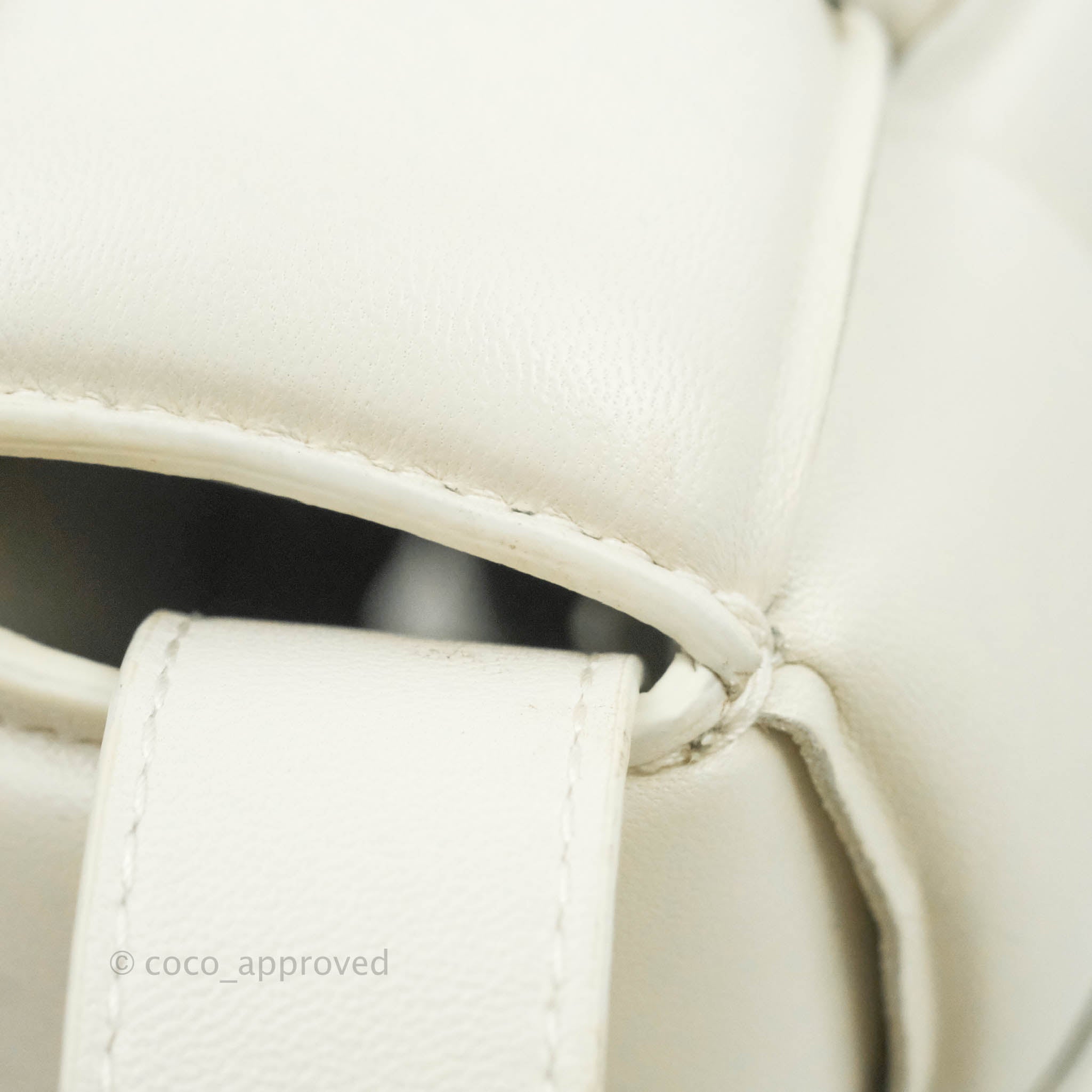 Bottega Veneta Padded Cassette Shoulder Bag in White Lambskin Leather with Silver Hardware | Luxury Crossbody Purse for Women, Perfect for Date Night & Evening Events