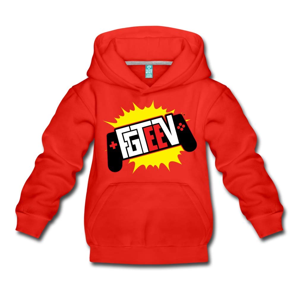 FGTeeV Controller Logo Premium Hoodie for Kids - Soft Red Gaming Sweatshirt | Perfect for Gaming Streamers, YouTube Content Creators & Esports Fans
