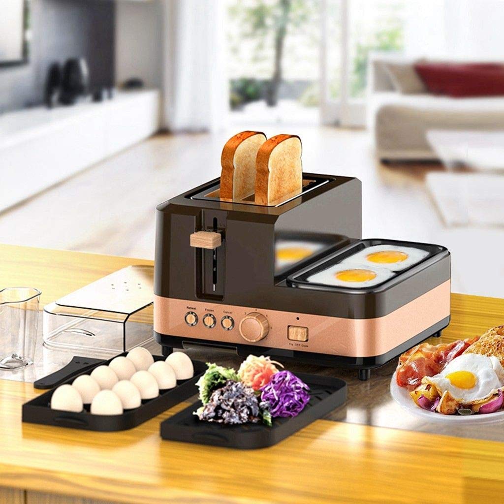 TOPCHANCES 2-Slice Electric Breakfast Sandwich Maker - Multi-Function Toaster for Eggs, Steaming & Frying - Compact Space-Saving Design - Perfect for Quick Breakfasts, Office Lunches & Small Kitchens