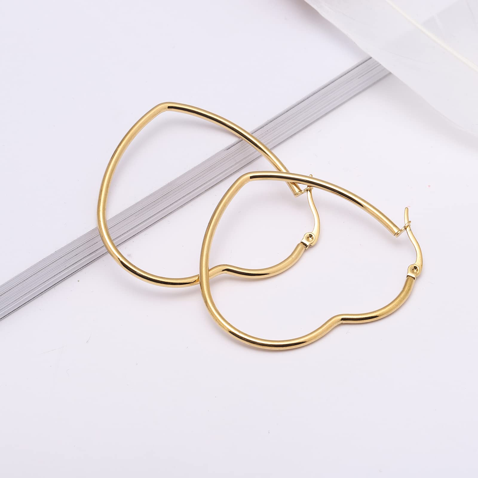 3 Pairs Geometric Hoop Earrings for Women - Hypoallergenic Stainless Steel Earrings Set in Gold, Silver, Black & Rose Gold - Perfect for Parties, Weddings & Everyday Wear