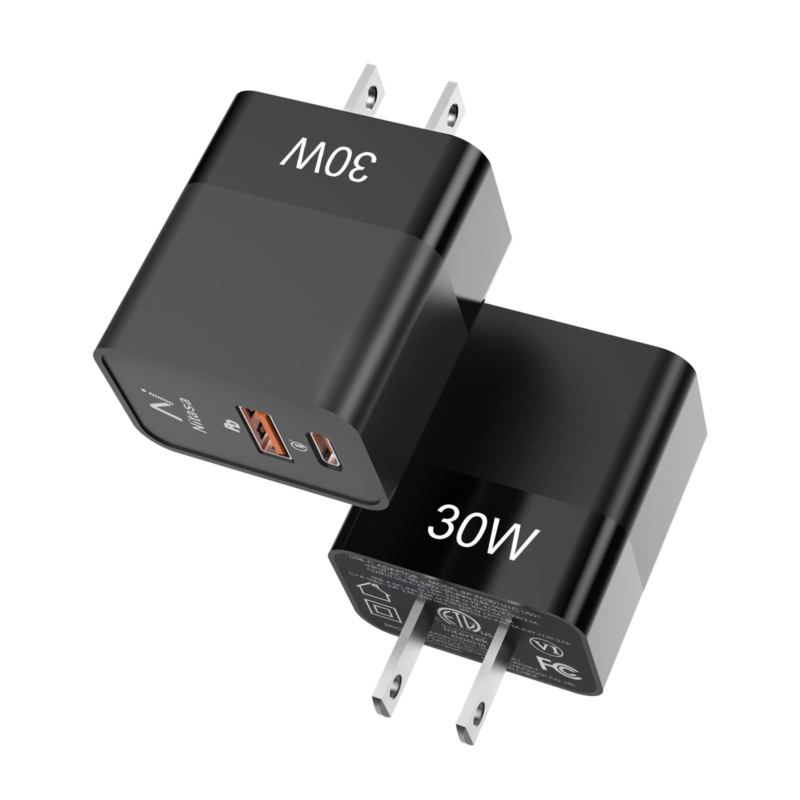 2 Pack 30W USB C Wall Charger, NITASA PD Fast Charger Adapter with 2 Ports - Compatible with iPhone 15/16 Pro/14 Pro Max/13, iPad, Samsung S23/S24, Google Pixel 7/8/9 Pro - Super Fast Charging (25W PPS) - Perfect for Home, Office & Travel