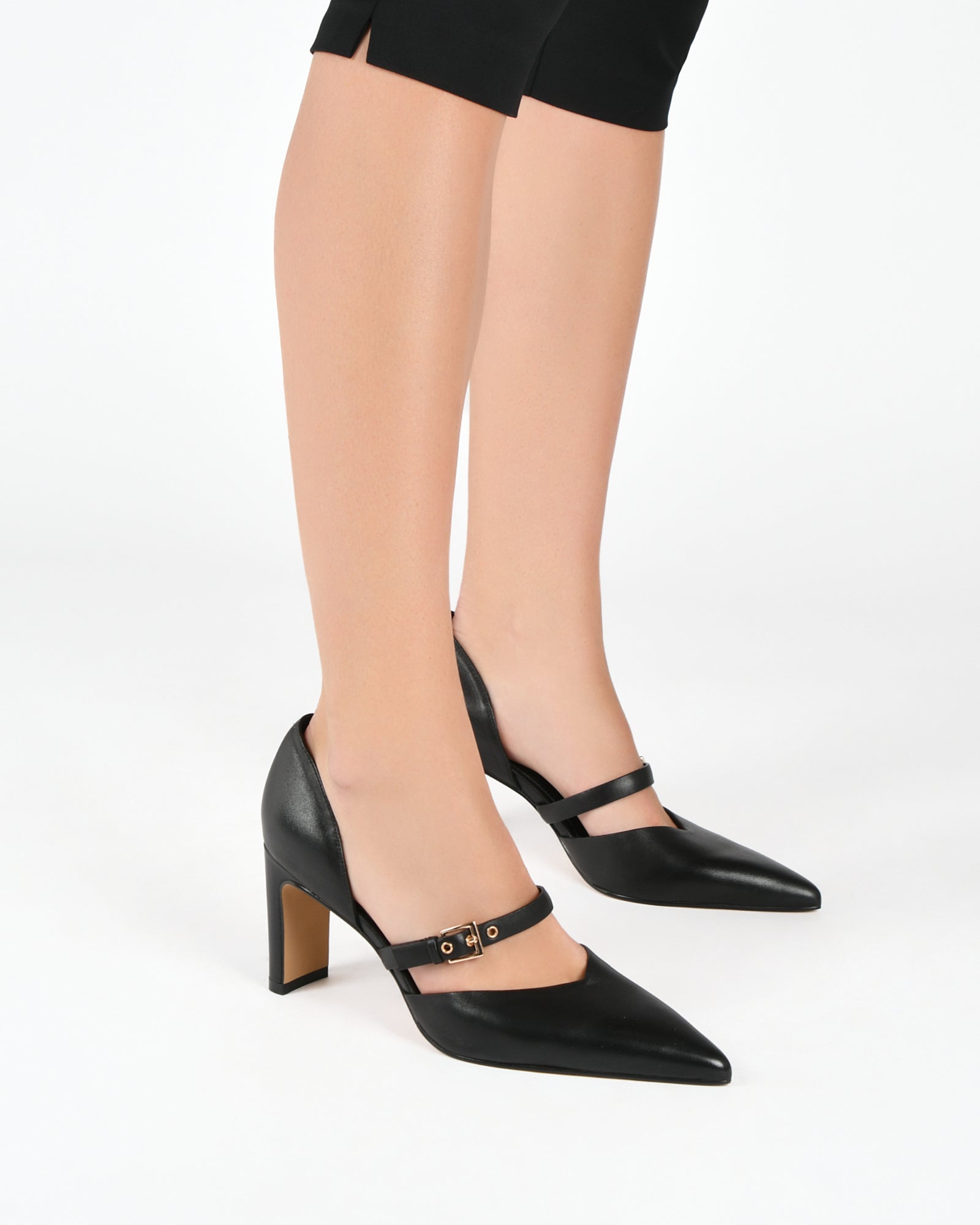 Sawyer Women's Black Leather High Heels - Elegant Dress Shoes for Parties, Weddings & Formal Occasions