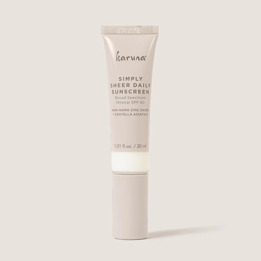 Karuna Simply Sheer Daily Sunscreen SPF 40 - 1.01 fl oz Oil-Free Face Sunscreen for Sensitive Skin | Lightweight, Non-Greasy Formula | Perfect for Daily Use, Outdoor Activities & Travel