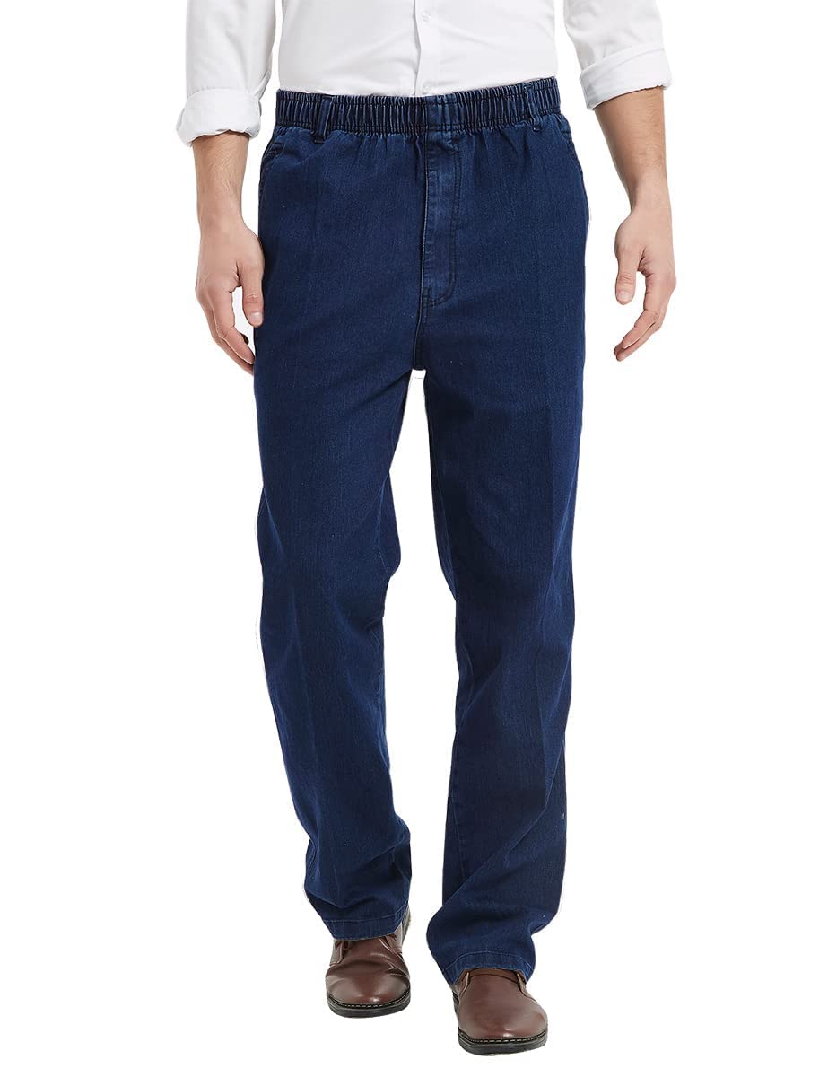 IDEALSANXUN Stretch Comfort Fit Men's Jeans with Elastic Waistband - Perfect for Casual Wear, Work & Outdoor Activities