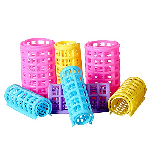 Ghelonadi Plastic Hair Rollers - No Heat Snap-On Self Grip Curlers for DIY Styling (5 Pack, Random Colors) | Perfect for Home Hairdressing & Salon Use