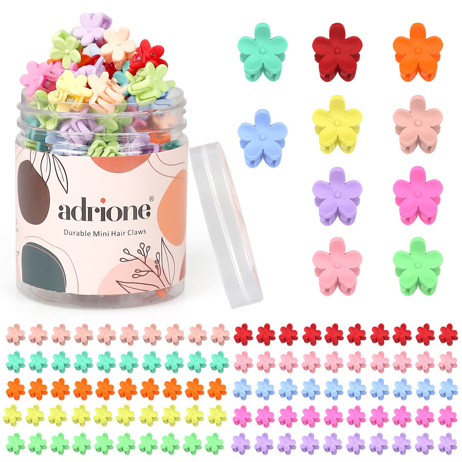 100pcs Mini Hair Clips Set - Colorful Tiny Flower Hairpins for Baby Toddler Girls & Women | Strong Grip for Fine Hair & Bangs | Perfect for School, Parties & Daily Styling