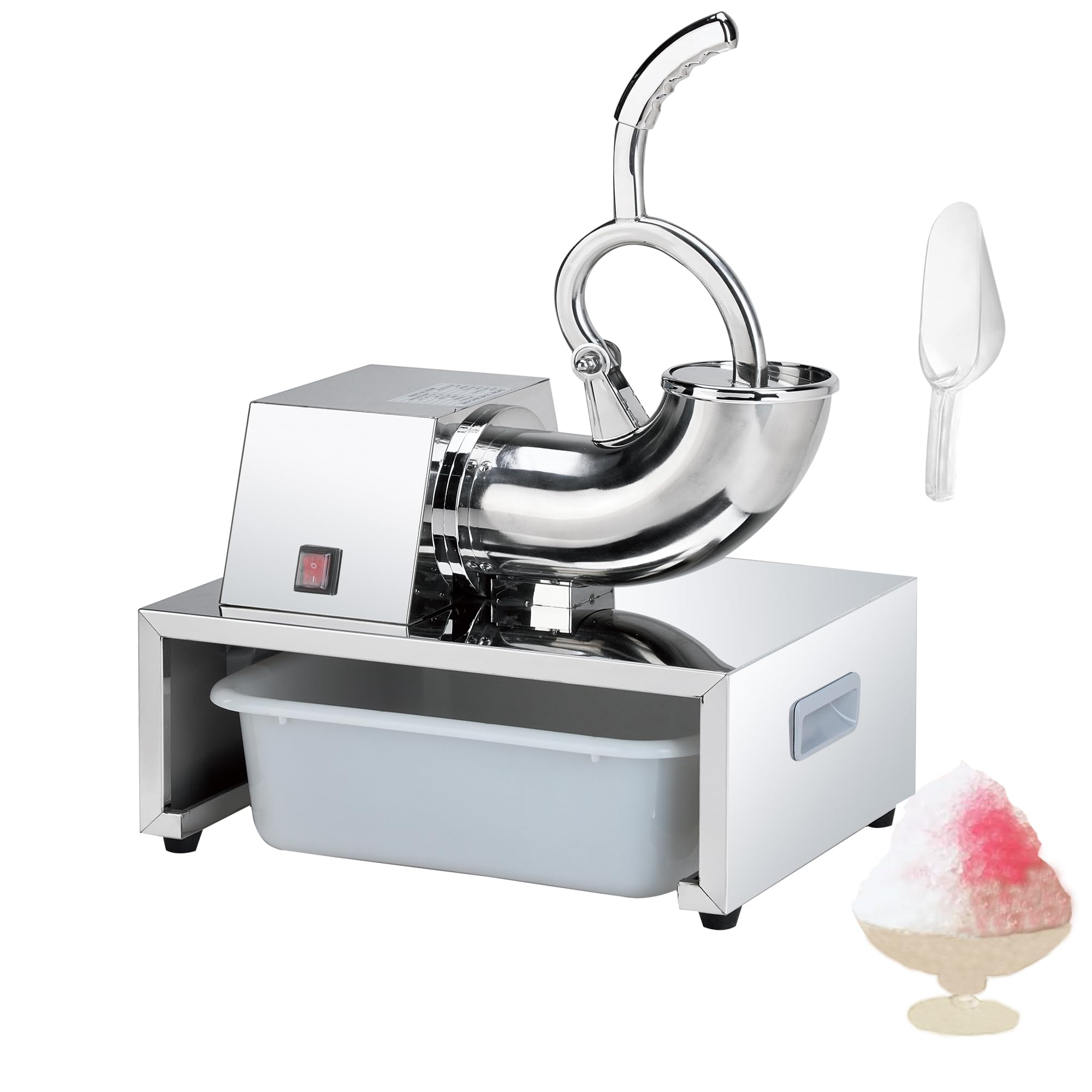 SNICE Commercial Shaved Ice Machine - Stainless Steel Snow Cone Maker with 2 Blades for Smoothies & Ice Crusher | Perfect for Parties, Street Snacks & Summer Treats