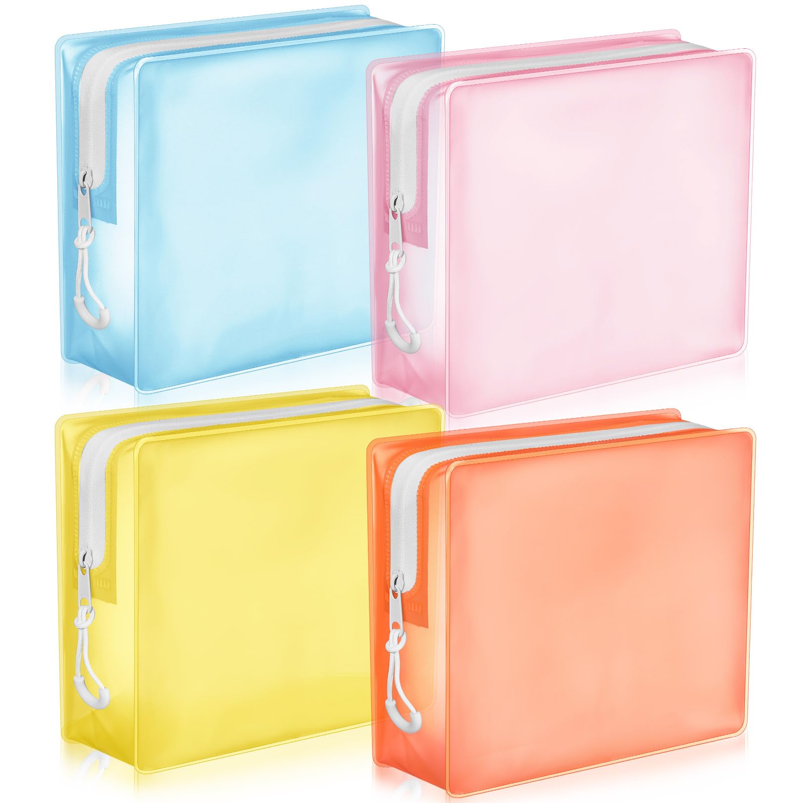 4 Pack TSA Approved Leak-proof Travel Toiletry Bags - Frosted Translucent Cosmetic & Makeup Organizer for Women & Men - Perfect for Airport Security & Weekend Getaways (Pastel Colors)