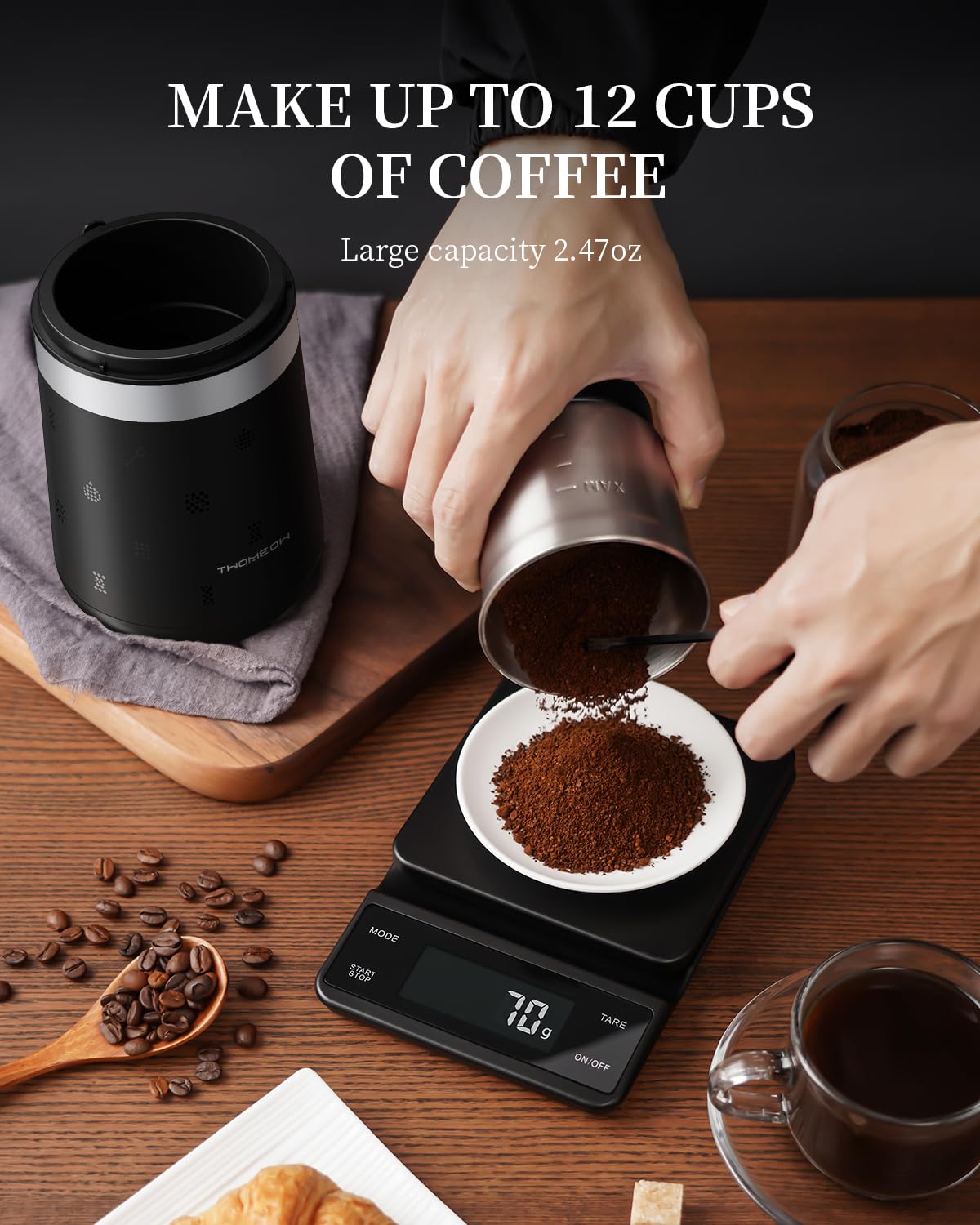 Premium Electric Coffee Grinder for Espresso & Spices - One Touch Operation, Removable Stainless Steel Bowl, Perfect for Coffee Beans, Herbs, Nuts & Grains - Ideal for Home Kitchens & Coffee Shops
