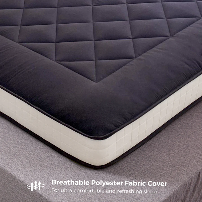 MAXYOYO Extra Thick Foldable Japanese Floor Mattress - Black | Comfortable Futon for Guest Bed, Camping & Small Space Living