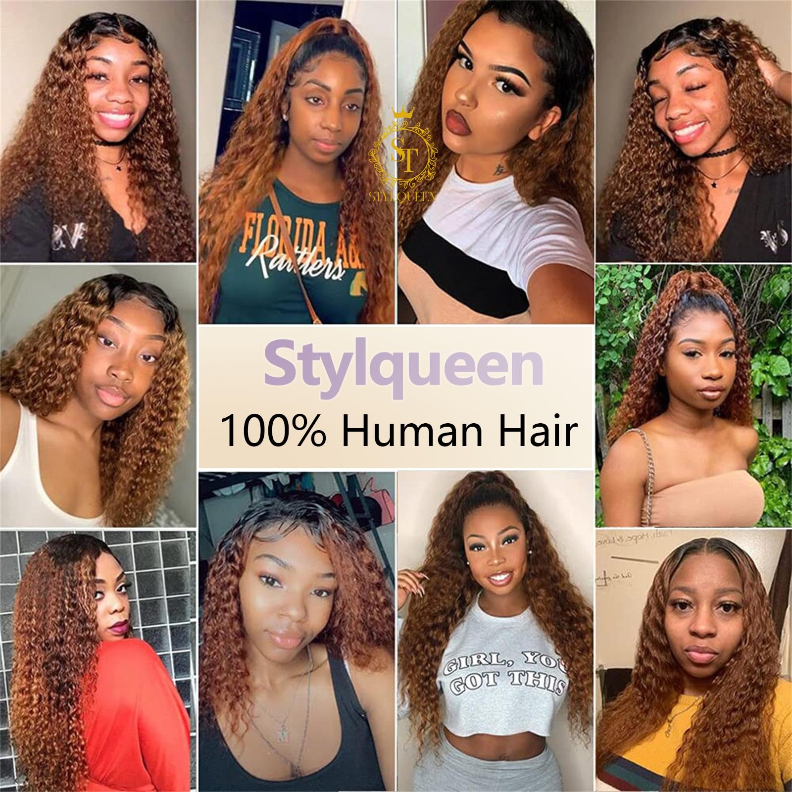 10 Inch Short Curly Bob Wig Human Hair - 13x4 Ombre Lace Front Wig with Baby Hair & Pre-Plucked Hairline - Brazilian Virgin Human Hair Deep Wave Lace Frontal Wigs for Black Women - Perfect for Daily Wear, Cosplay, Parties & Special Occasions