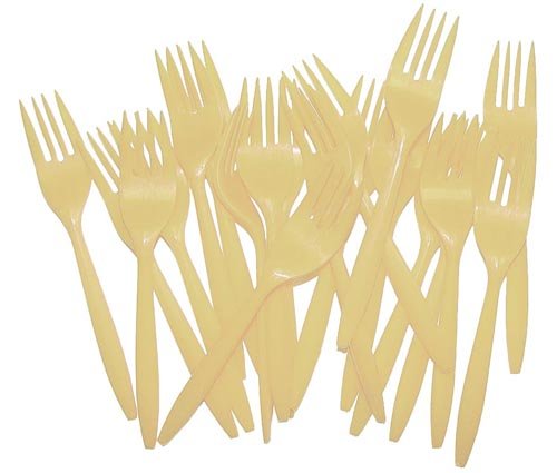 48-Pack Ivory Plastic Forks - Disposable Cutlery for Parties, Picnics & Catering | BPA-Free & Durable Dinnerware
