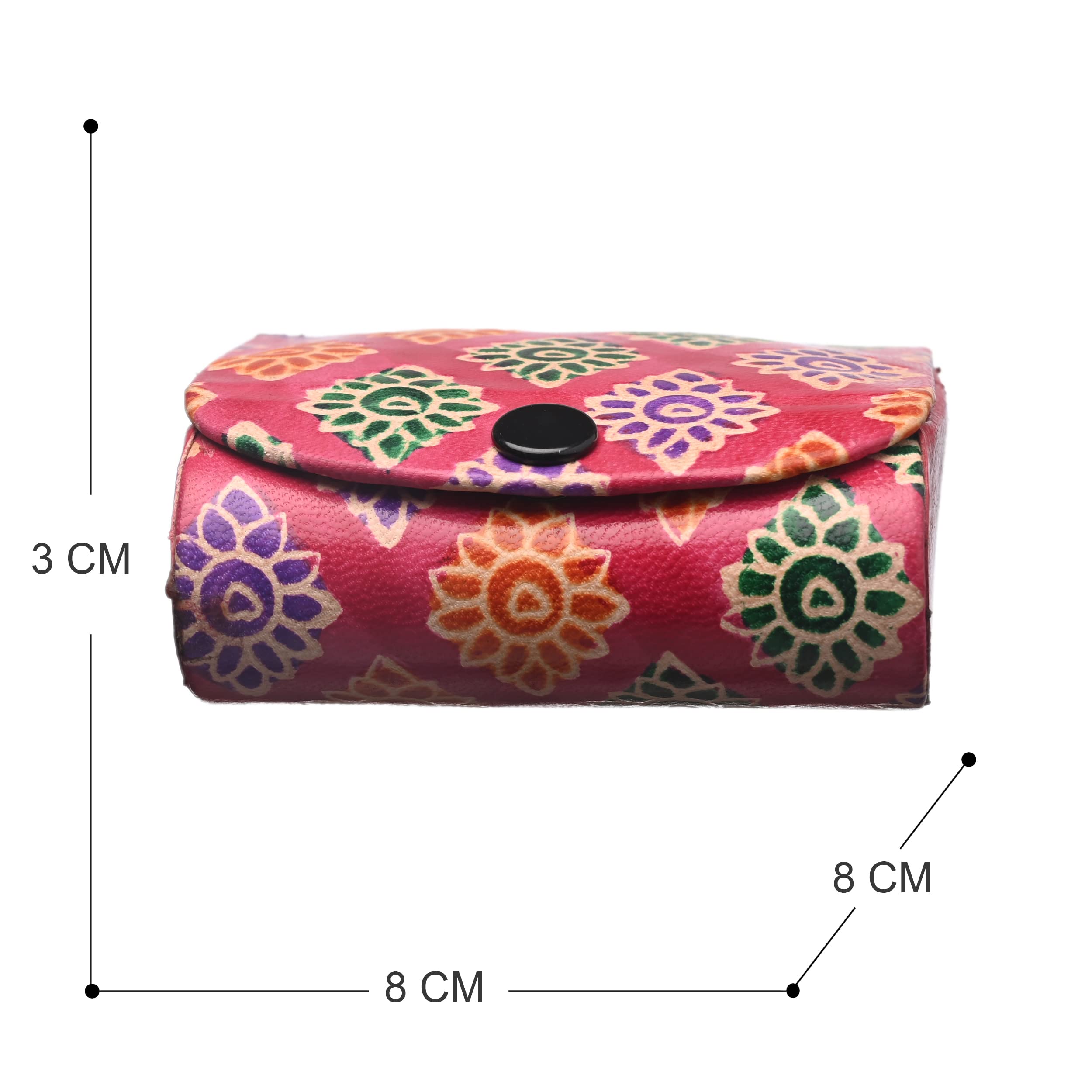 Premium Leather Lipstick Case Holder with Mirror - Traditional Floral Design Jewelry Box Organizer for 2 Lipsticks - Perfect for Handbags & Crossbody Bags (Dark Pink) - Ideal Gift for Women, Makeup Lovers & Travel Accessories