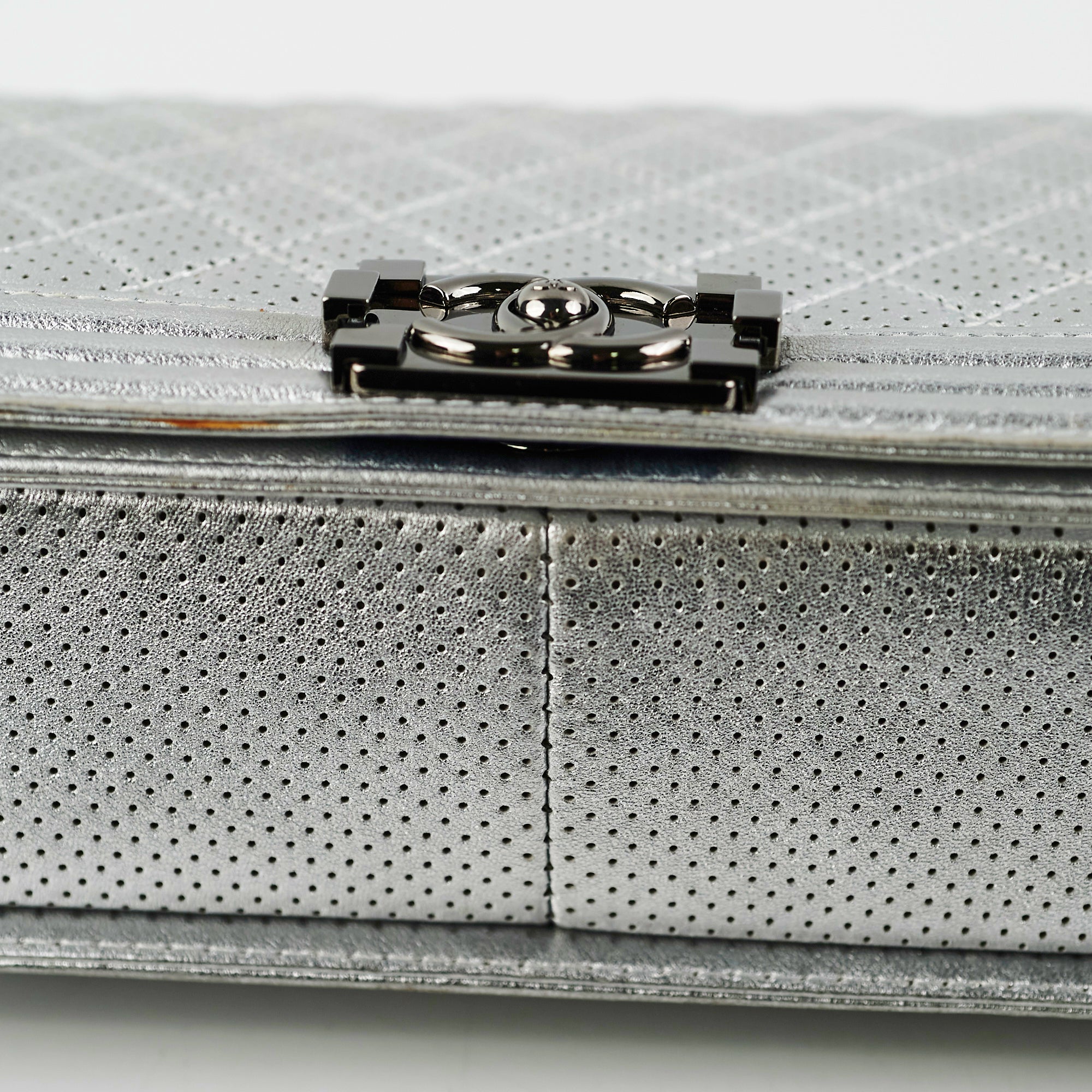 Authentic Chanel Old Medium Boy Bag in Silver - Luxury Crossbody Handbag for Women, Perfect for Evening Parties & Special Occasions