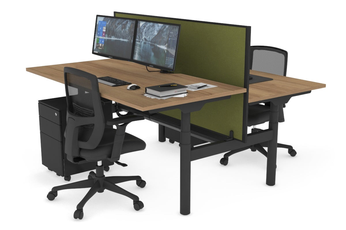 Flexi Premium Height Adjustable 2 Person H Bench Workstation - Black Frame [1600L x 800W with Cable Management] - Ideal for Office, Home Workspace & Collaborative Work Environments