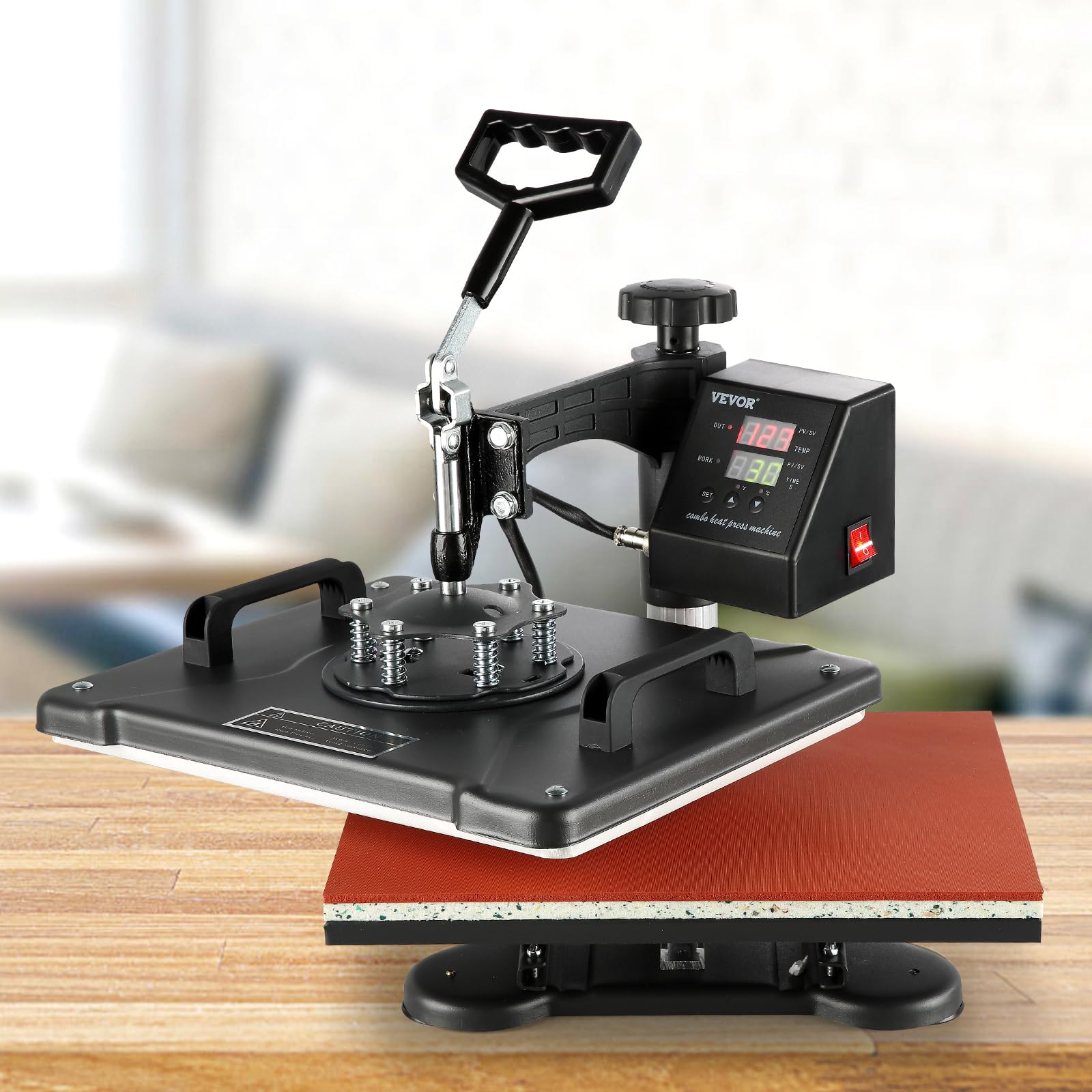 VEVOR 8-in-1 Heat Press Machine Combo with 360° Swing Away Design - Digital Sublimation Heat Transfer Machine for T-Shirts, Hats, Mugs (12x15