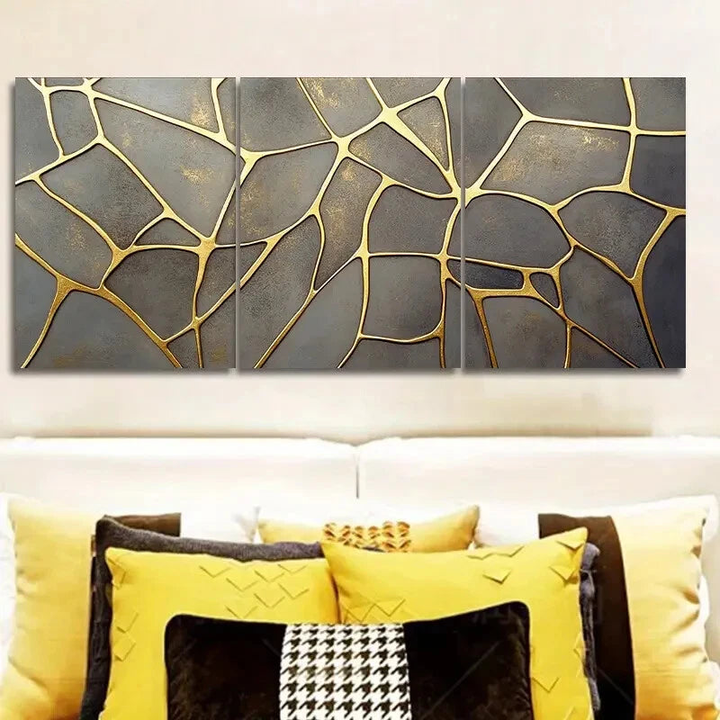 3-Piece Geometric Pattern Wall Art Set - Framed Canvas Paintings 40x60cm - High Quality Prints - Ready to Hang - Modern Home & Office Decor - Perfect for Living Room, Bedroom or Gallery Wall Display