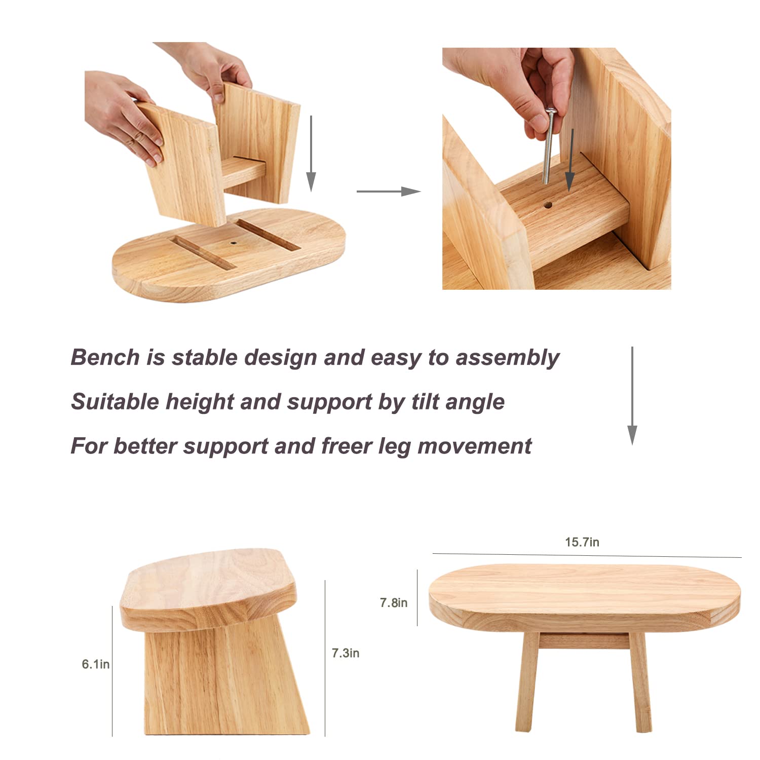 Handcrafted Wooden Meditation Bench - Stable Seiza Prayer Stool for Zen Yoga & Mindful Sitting - Perfect for Home, Temple & Meditation Studios