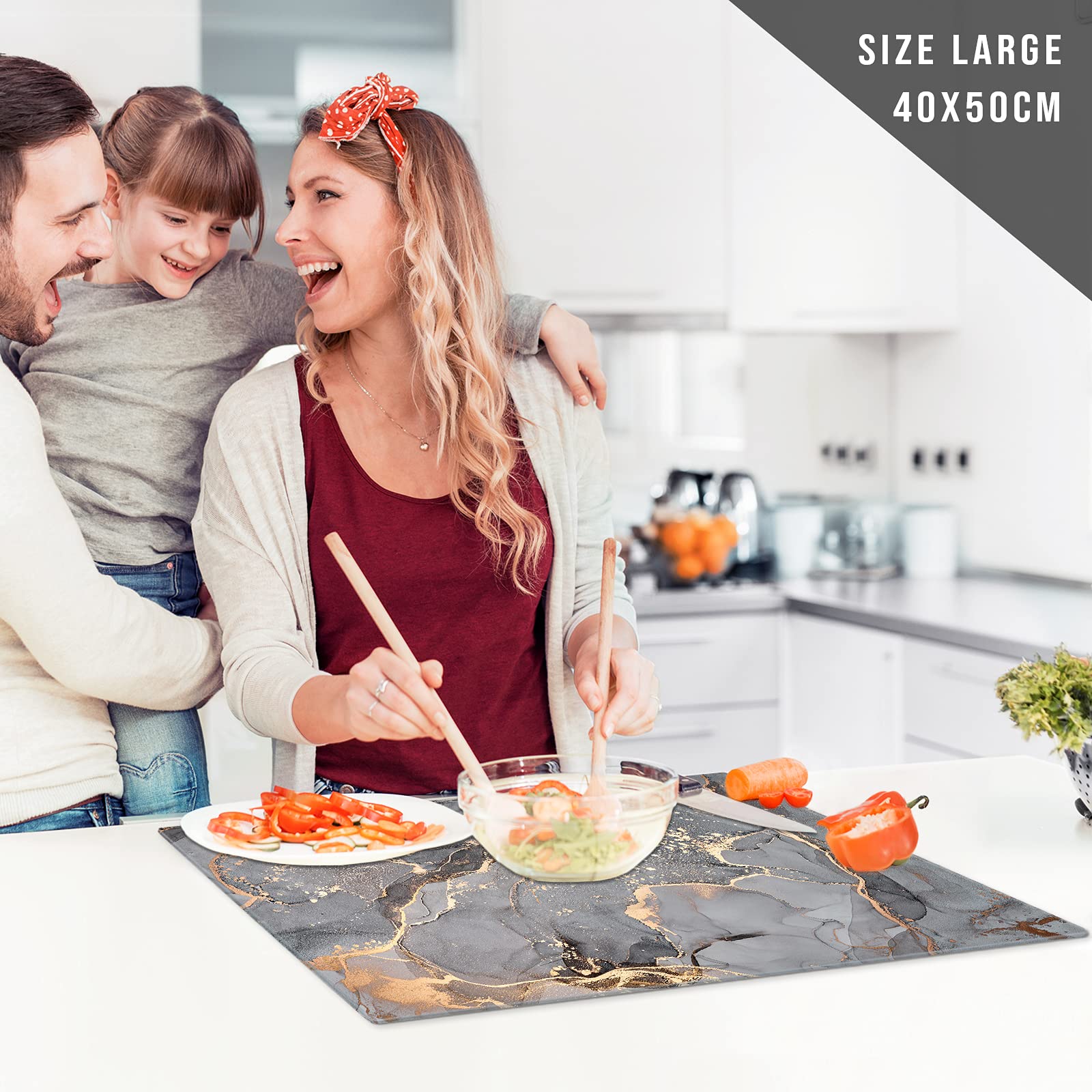 Premium Heat-Resistant Glass Chopping Boards for Catering & Kitchen – Large Over-the-Sink Cutting Board Protector in Grey, Gold & Black | Ideal for Food Prep, Serving & Countertop Protection