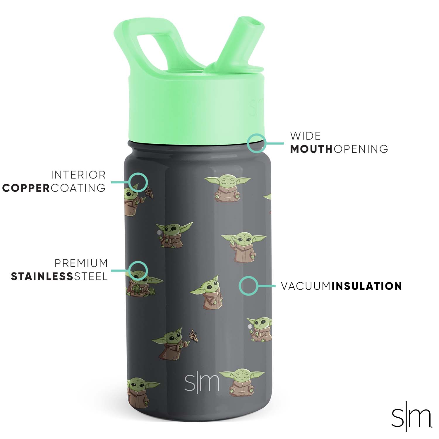 Summit Kids Water Bottle with Straw Lid - BPA Free, Leak Proof, Insulated Stainless Steel Bottle for School, Sports & Outdoor Activities